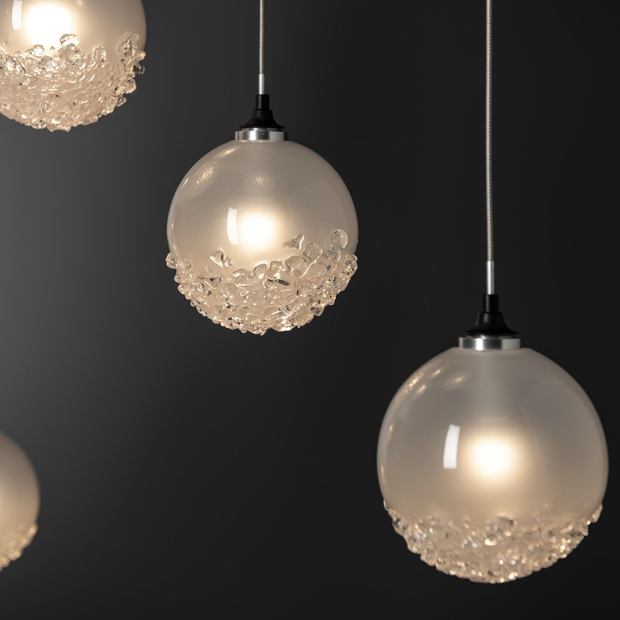 Fritz Globe 10-Light Pendant 10-Light Frosted Glass (FD) in Black