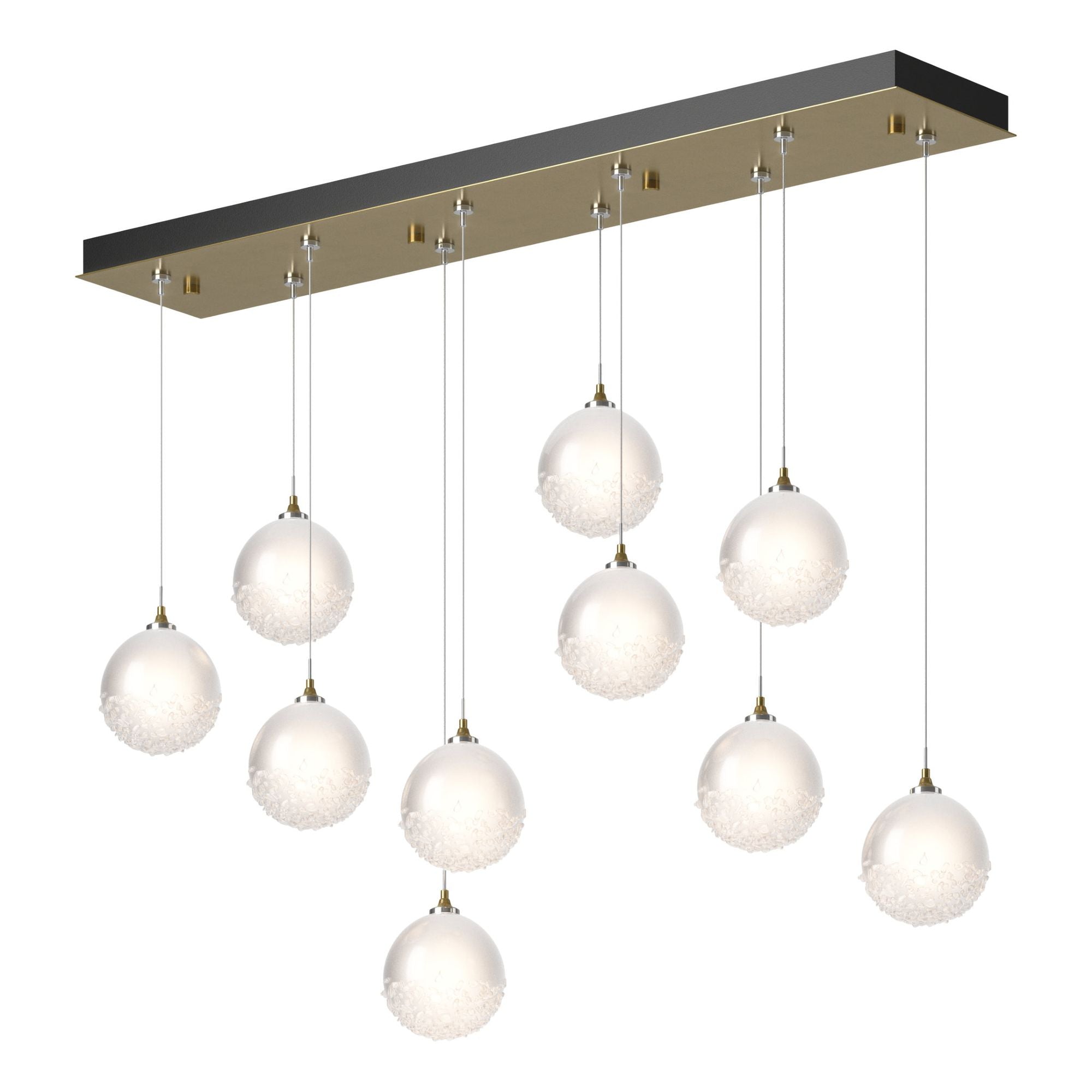 Fritz Globe 10-Light Pendant 10-Light Frosted Glass (FD) in Modern Brass