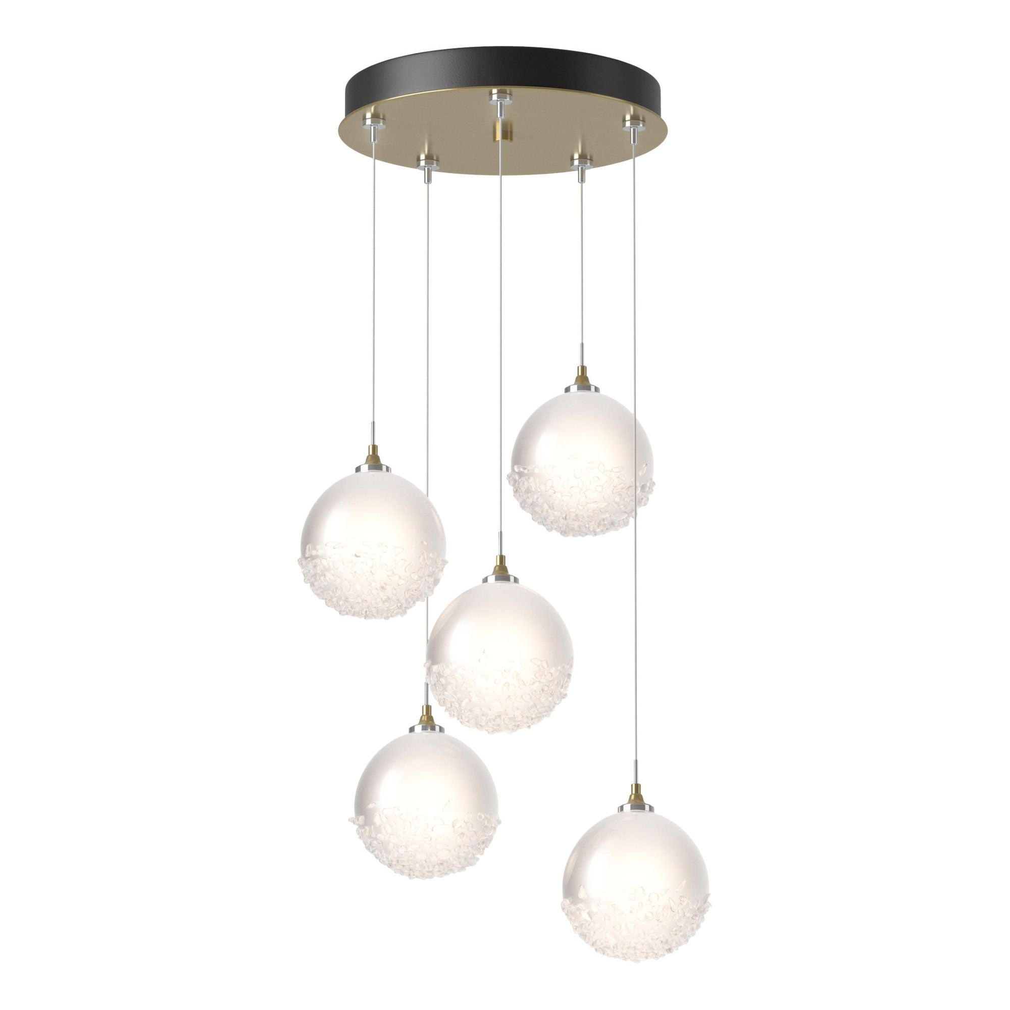 Fritz Globe 5-Light Pendant 5-Light Frosted Glass (FD) in Modern Brass