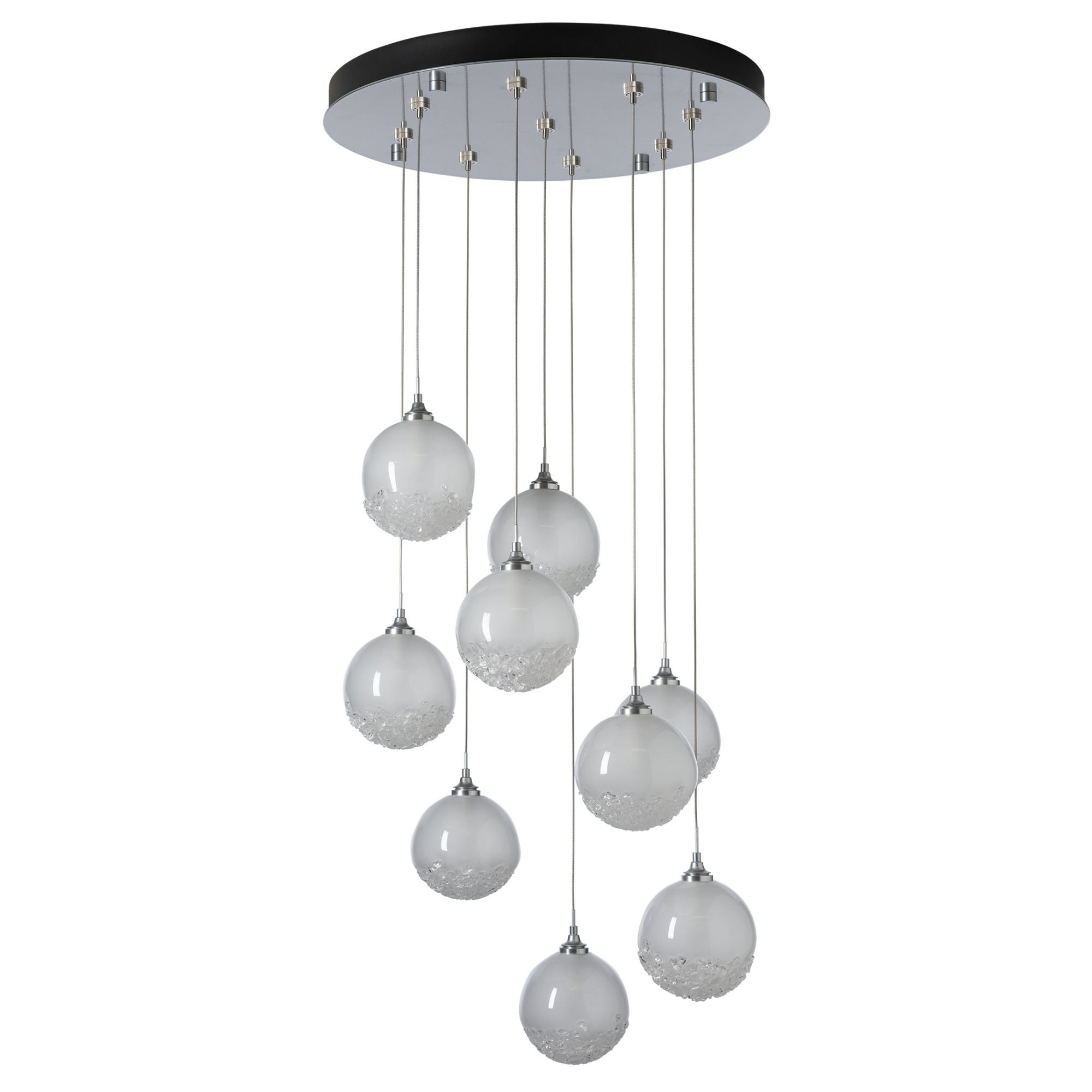 Fritz Globe 9-Light Pendant 9-Light Frosted Glass (FD) in Sterling