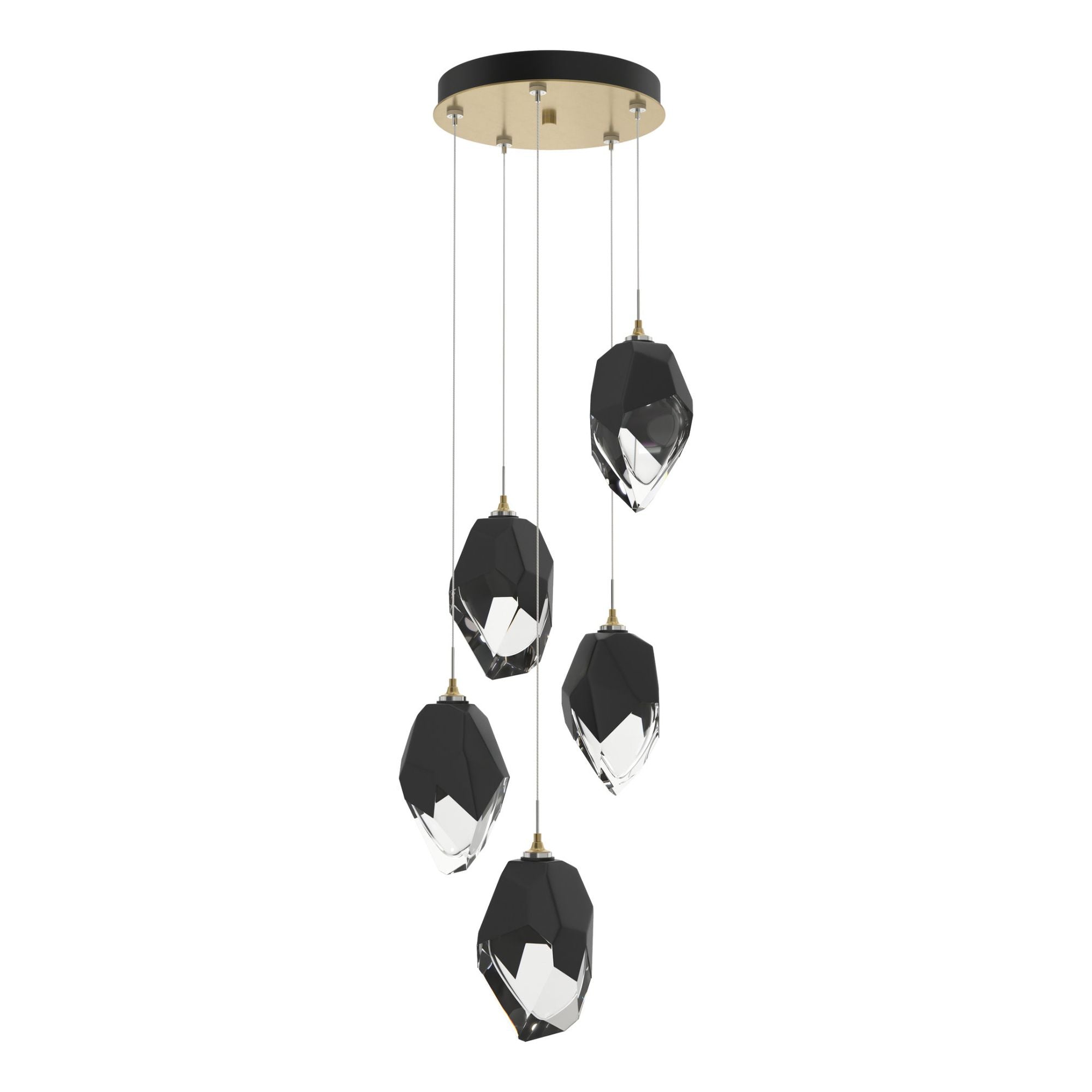 Chrysalis 5-Light Large Crystal Pendant 5-Light Black Crystal (BP) in Modern Brass