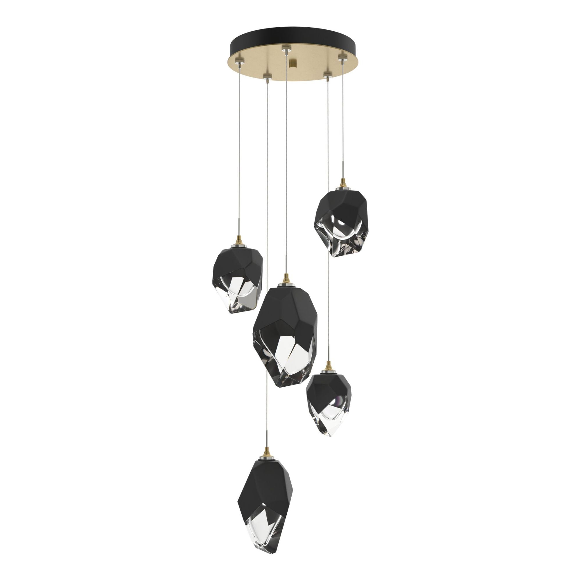 Chrysalis 5-Light Mixed Crystal Pendant 5-Light Black Crystal (BP) in Modern Brass