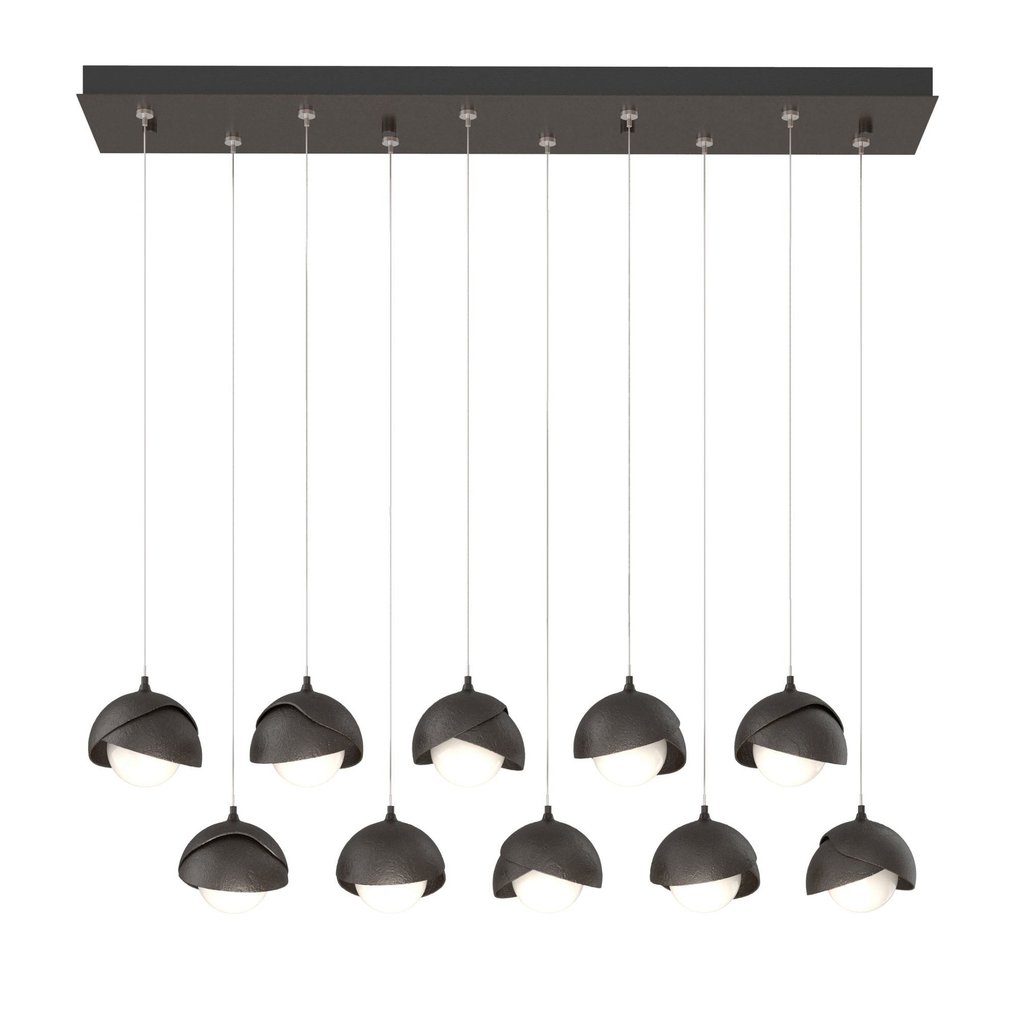 Brooklyn 10-Light Double Shade Pendant 10-Light Oil Rubbed Bronze Accent Opal Glass (GG) in Oil Rubbed Bronze