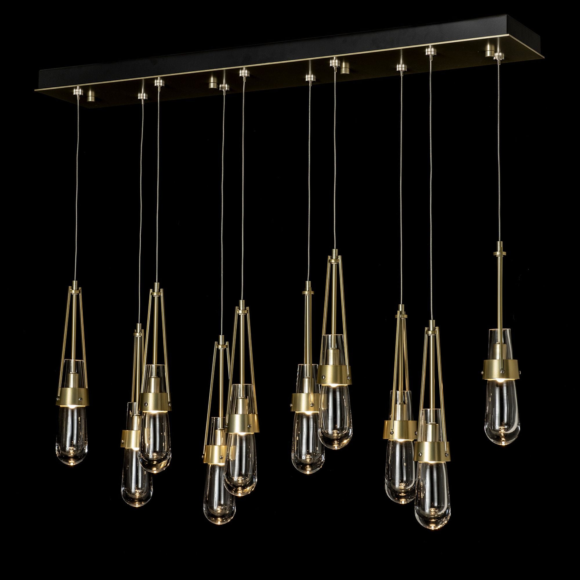 Link 10-Light Clear Glass Pendant 10-Light Clear Glass (ZM) in Modern Brass
