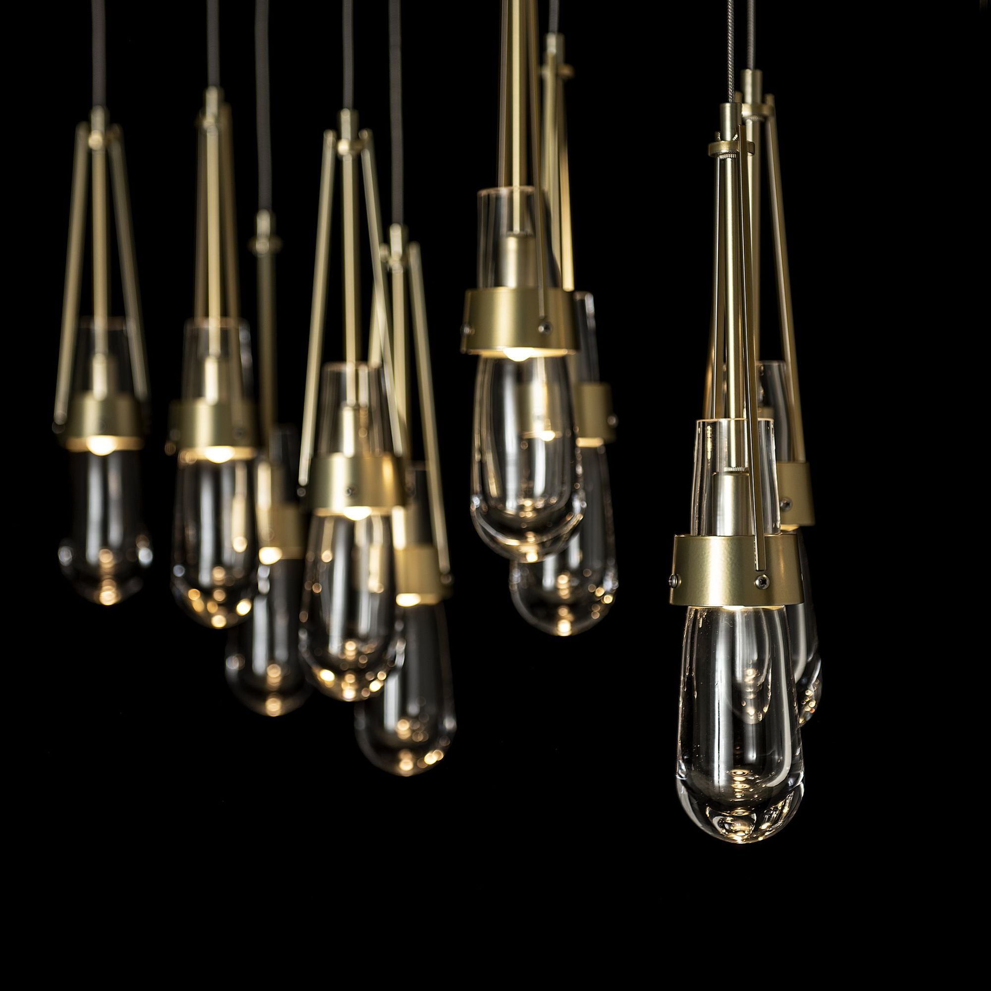 Link 10-Light Clear Glass Pendant 10-Light Clear Glass (ZM) in Modern Brass