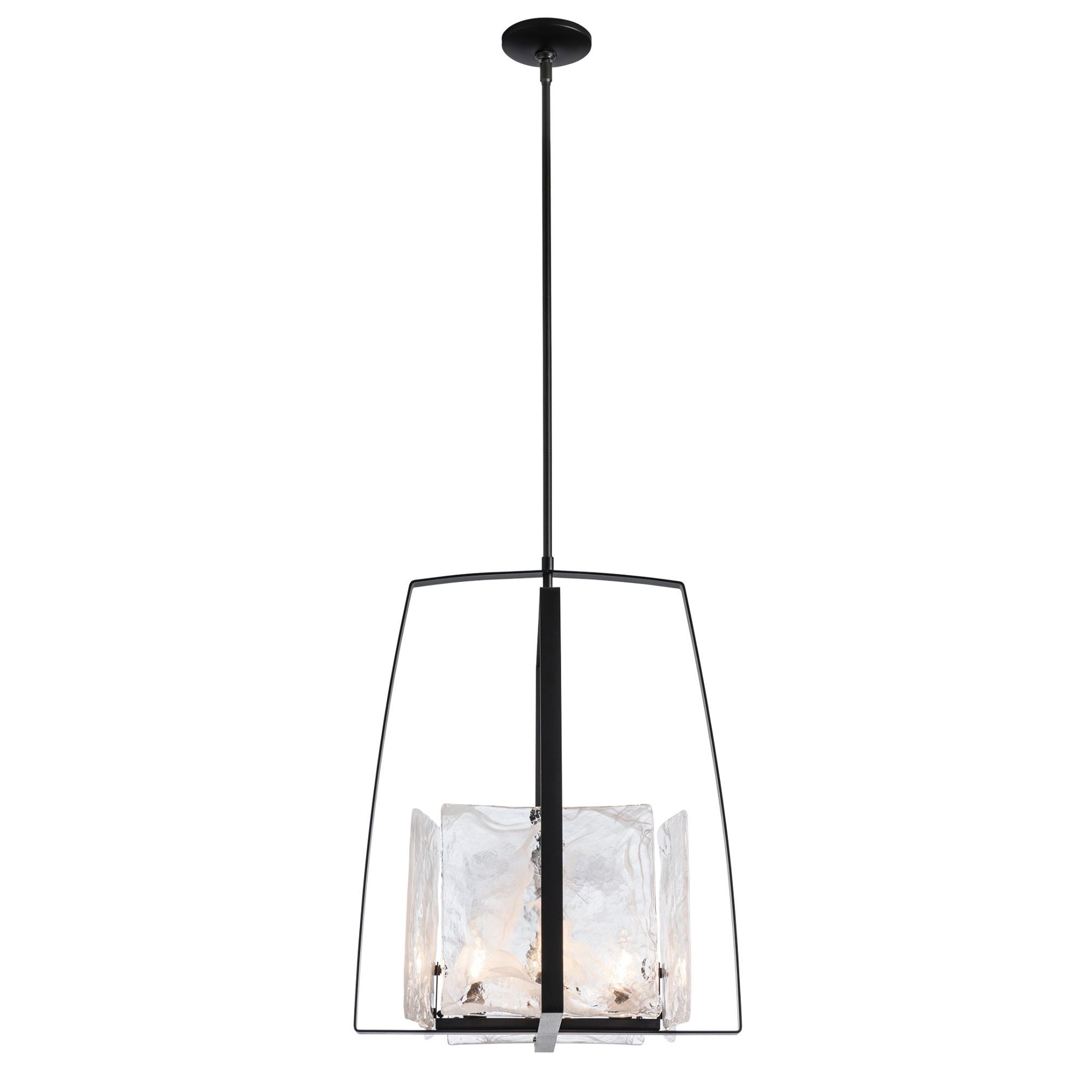 Arc Pendant 4-Light White Swirl Glass (YR) in Black