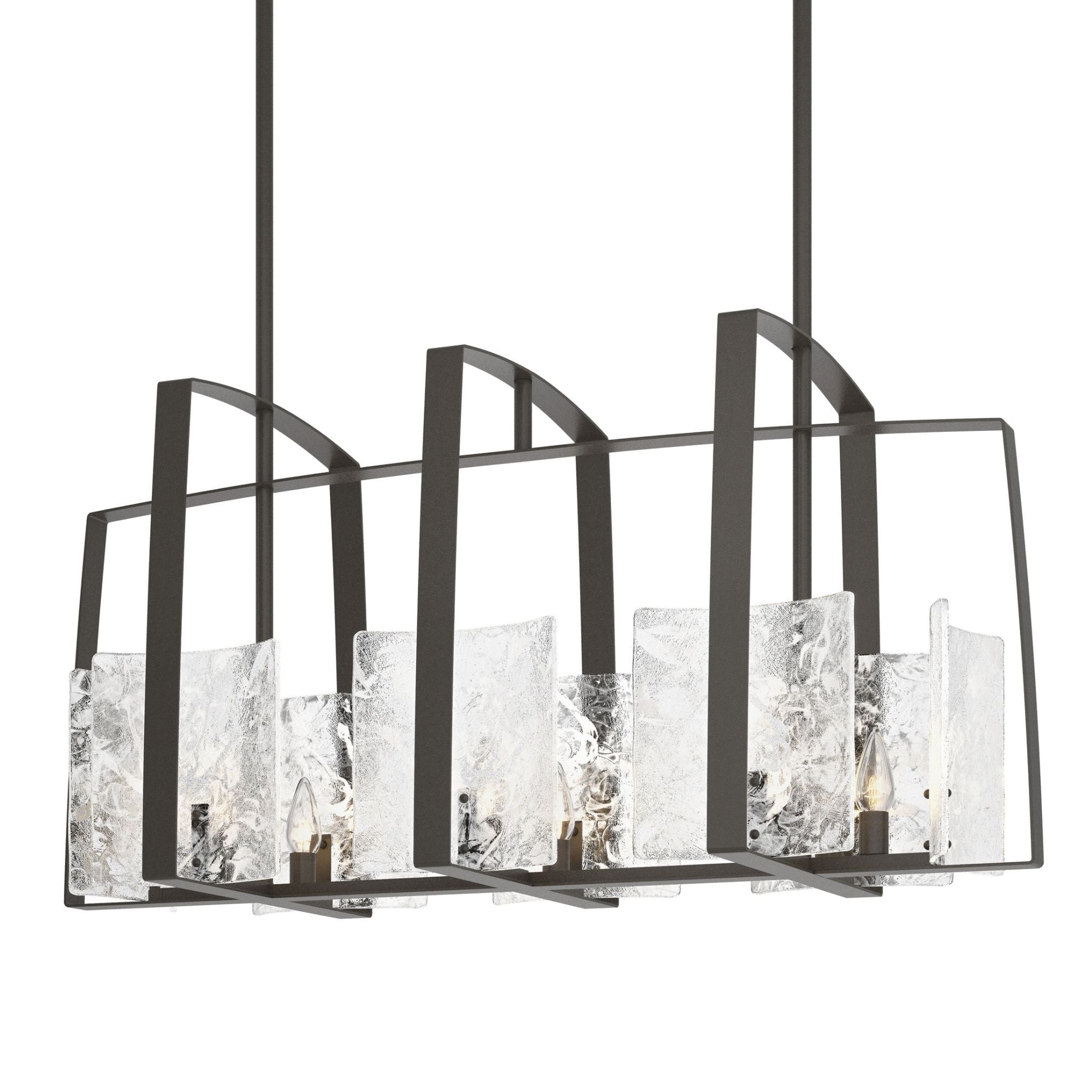 Arc Linear Pendant 8-Light White Swirl Glass (YR) in Dark Smoke
