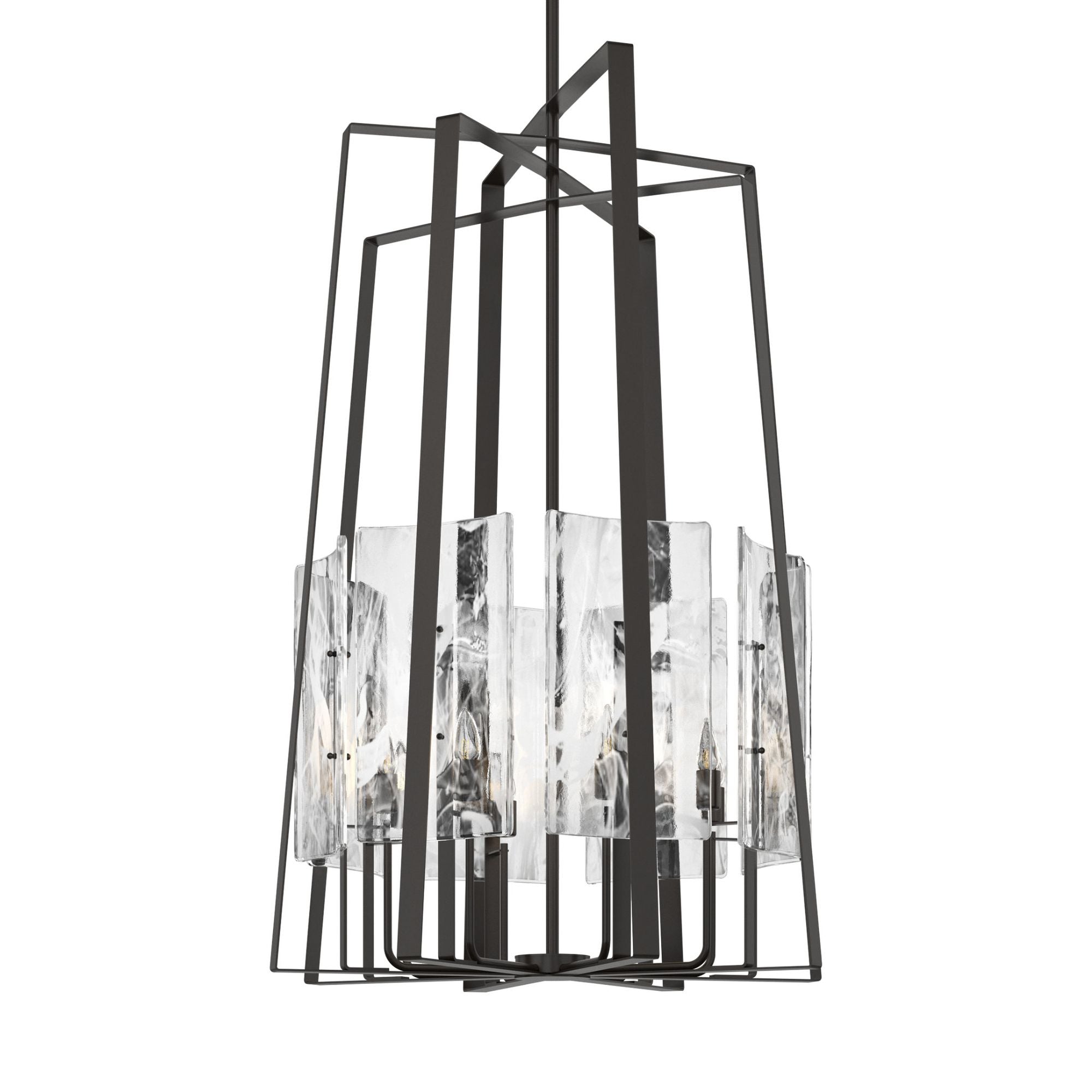 Arc 8-Light Tall Pendant 8-Light White Swirl Glass (YR) in Oil Rubbed Bronze