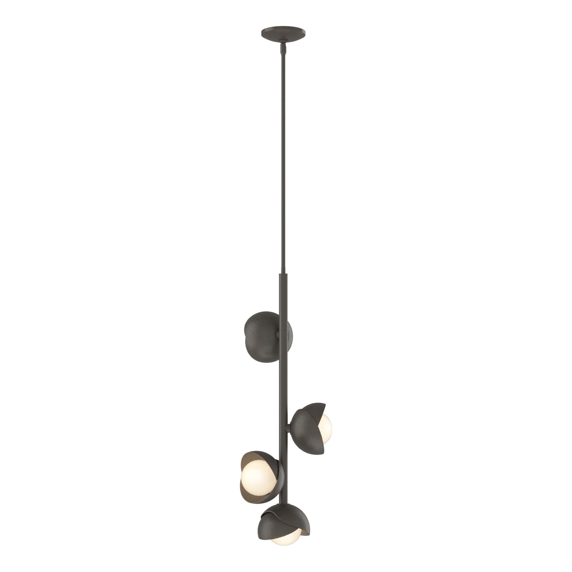 Brooklyn 4-Light Double Shade Vertical Pendant 4-Light Dark Smoke Accent Opal Glass (GG) in Dark Smoke