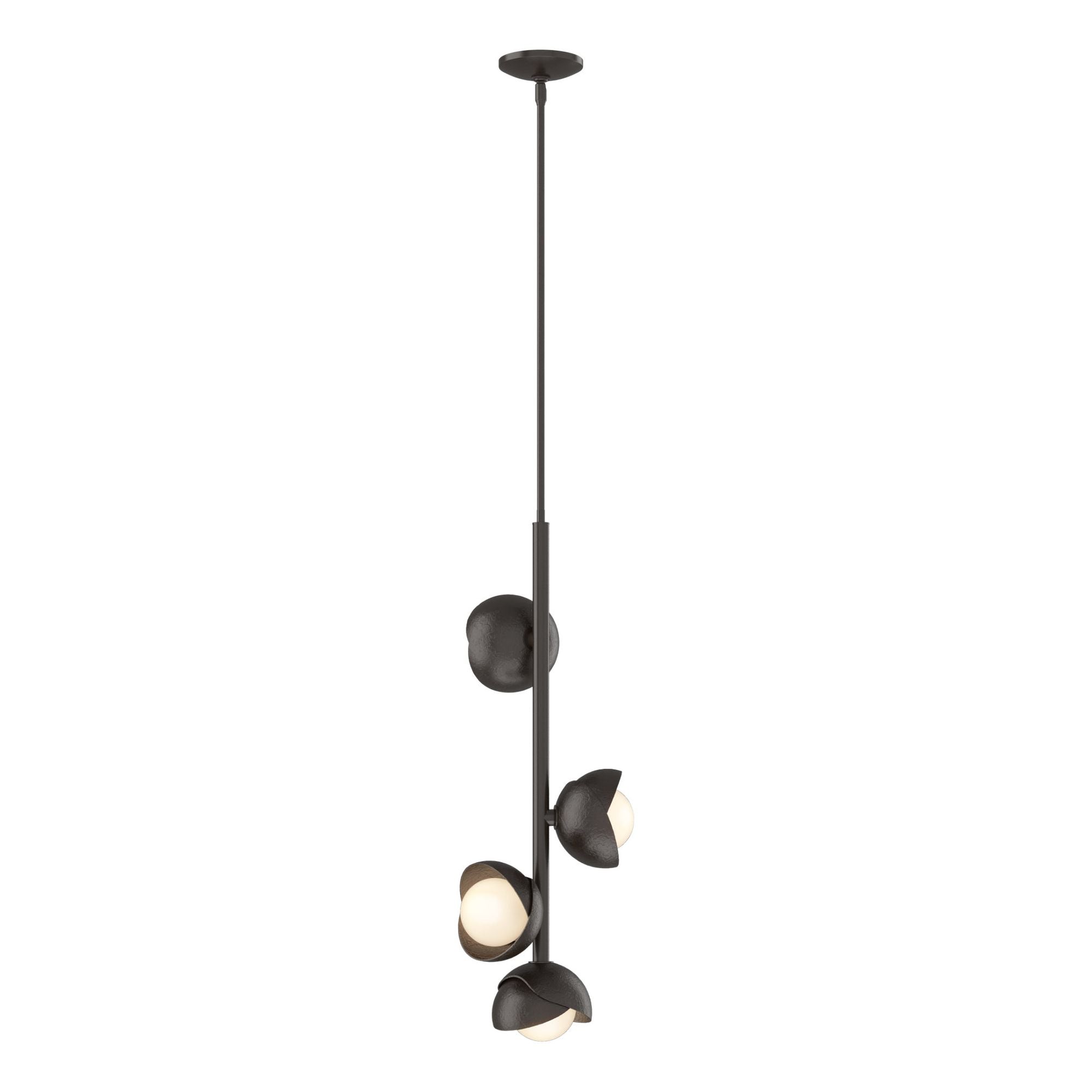 Brooklyn 4-Light Double Shade Vertical Pendant 4-Light Oil Rubbed Bronze Accent Opal Glass (GG) in Oil Rubbed Bronze