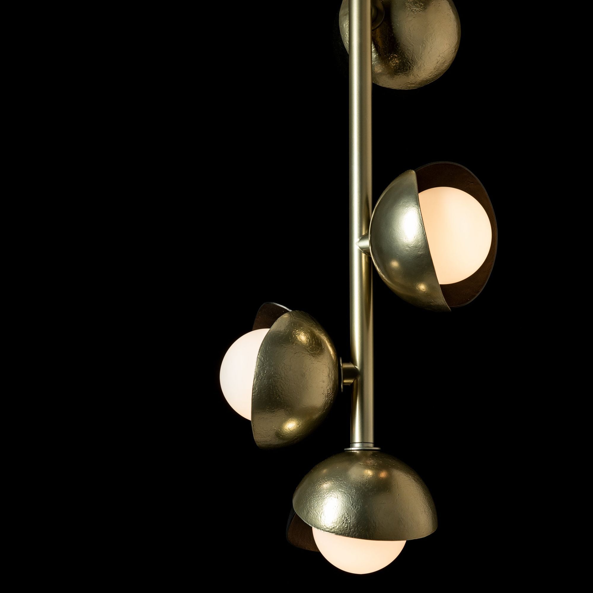 Brooklyn 4-Light Double Shade Vertical Pendant 4-Light Oil Rubbed Bronze Accent Opal Glass (GG) in Modern Brass
