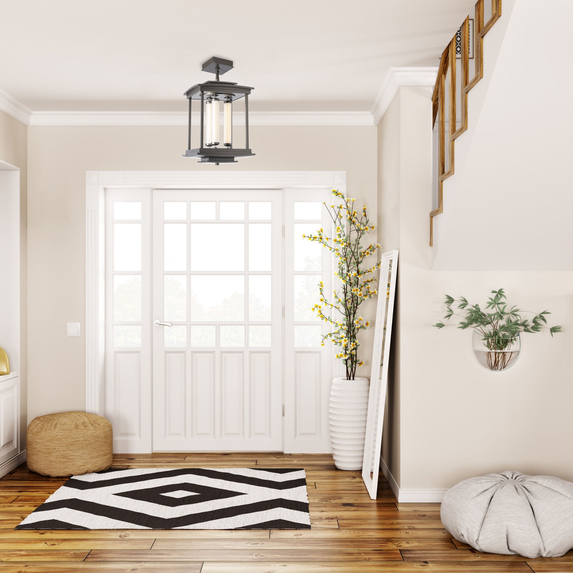 Athena 3-Light LED Lantern LED Clear Glass (ZM) in Dark Smoke