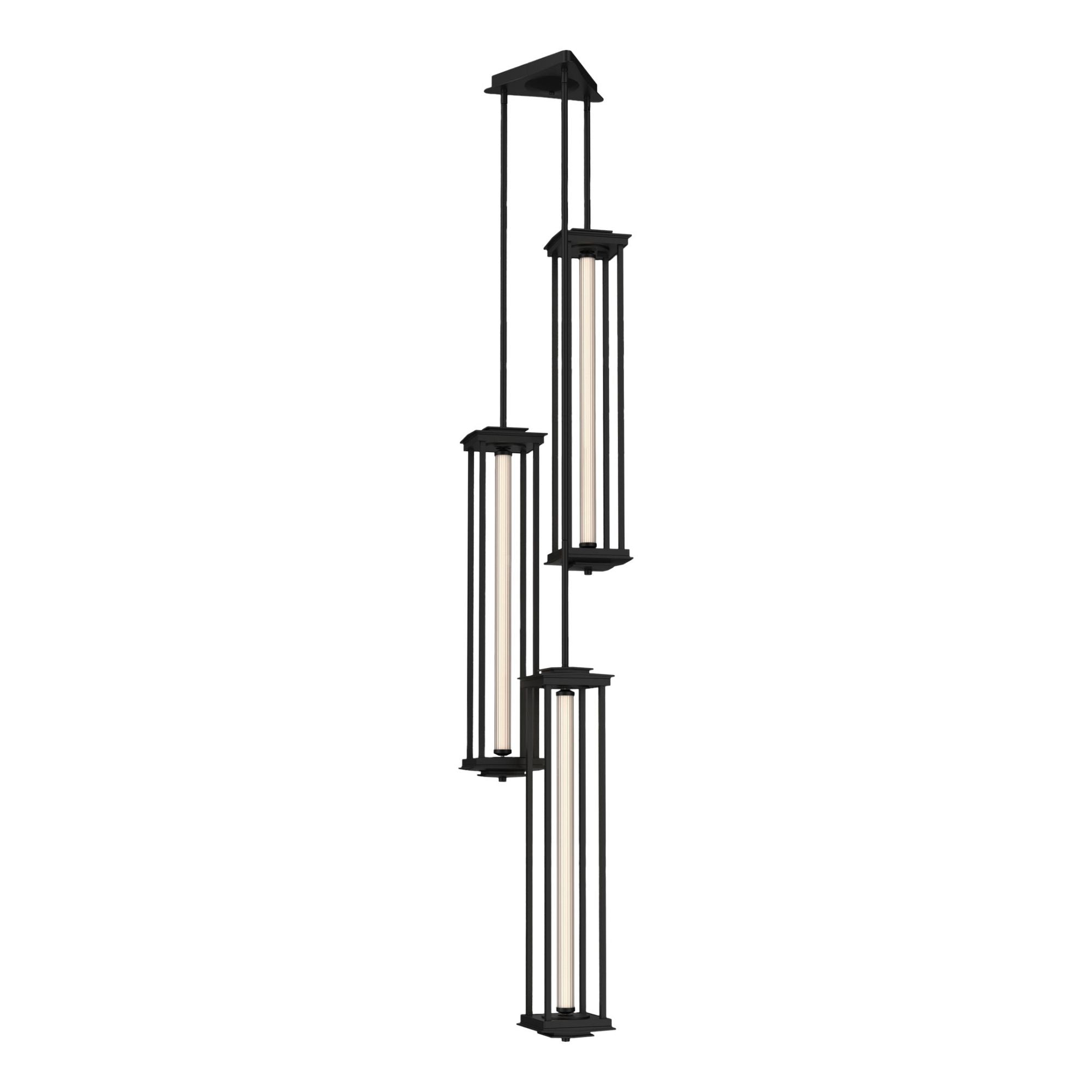 Athena Triple Tall LED Lantern LED Clear Glass (ZM) in Black