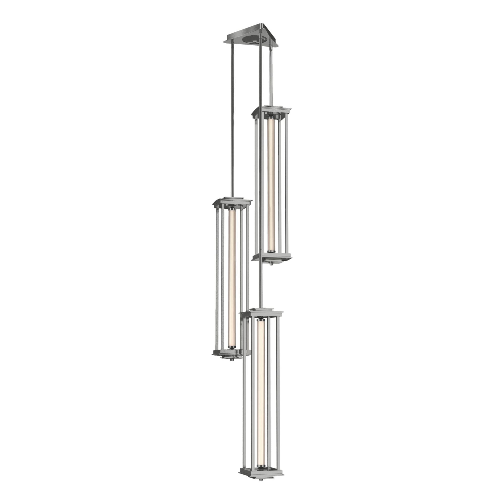 Athena Triple Tall LED Lantern LED Clear Glass (ZM) in Sterling