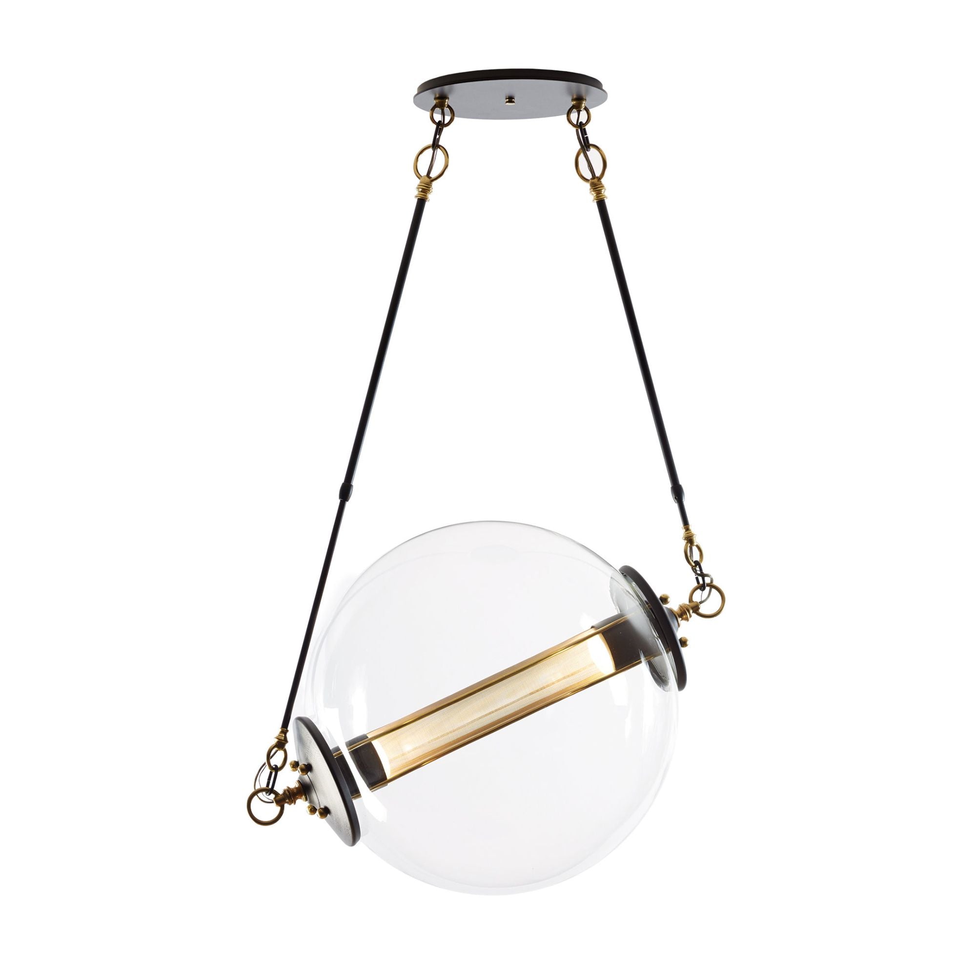 Otto Sphere Pendant 2-Light Stainless Steel Mesh (ZK) in Black with Brass Accents
