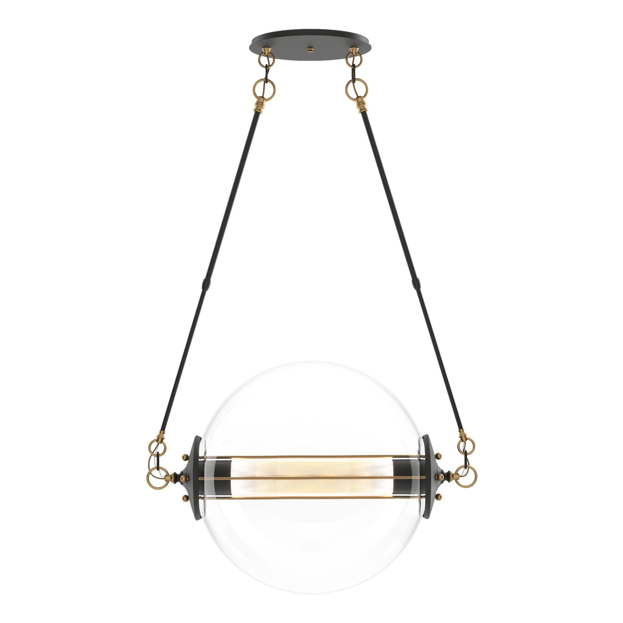 Otto Sphere Pendant 2-Light Stainless Steel Mesh (ZK) in Black with Brass Accents