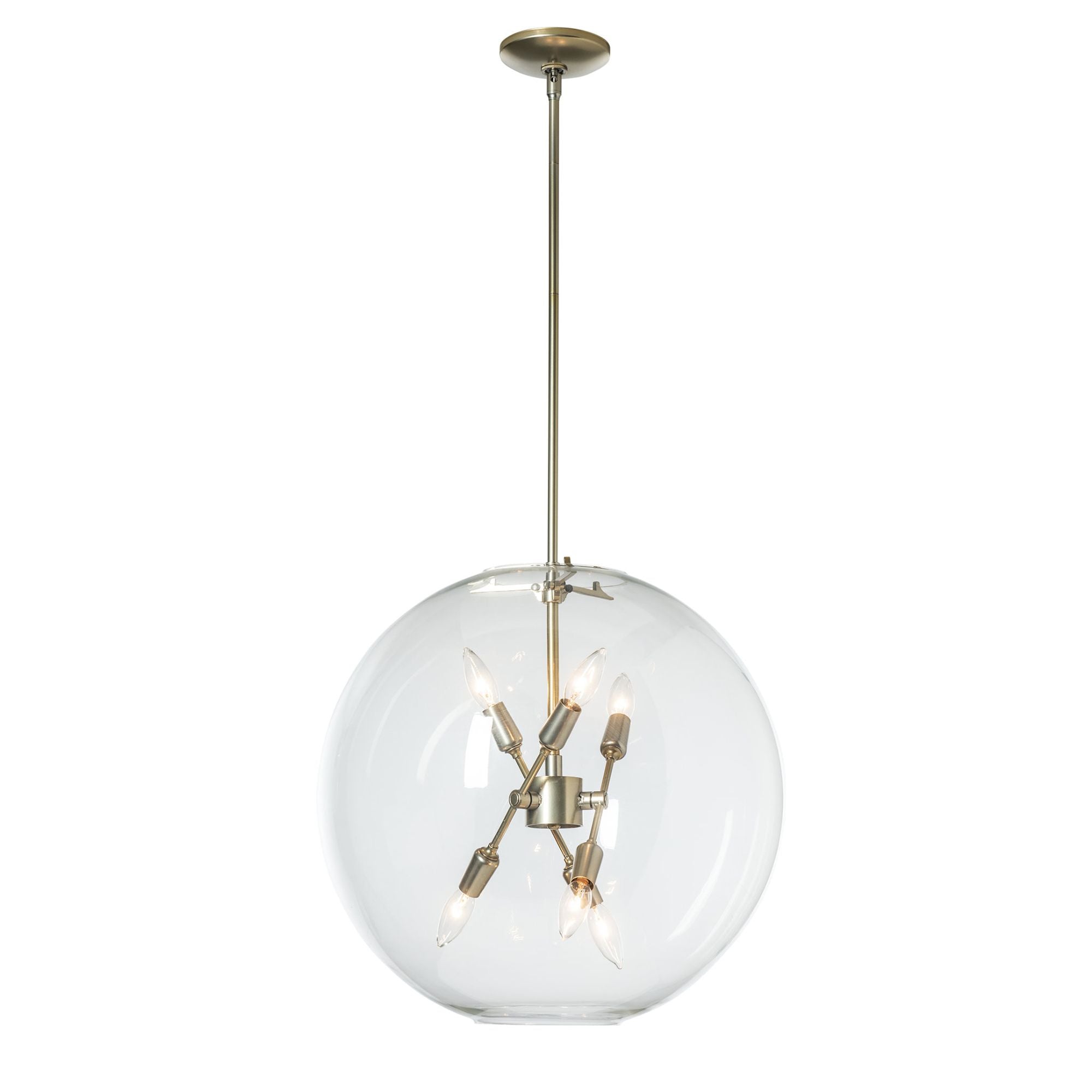 Sfera 6-Light Pendant 6-Light Clear Glass (ZM) in Modern Brass