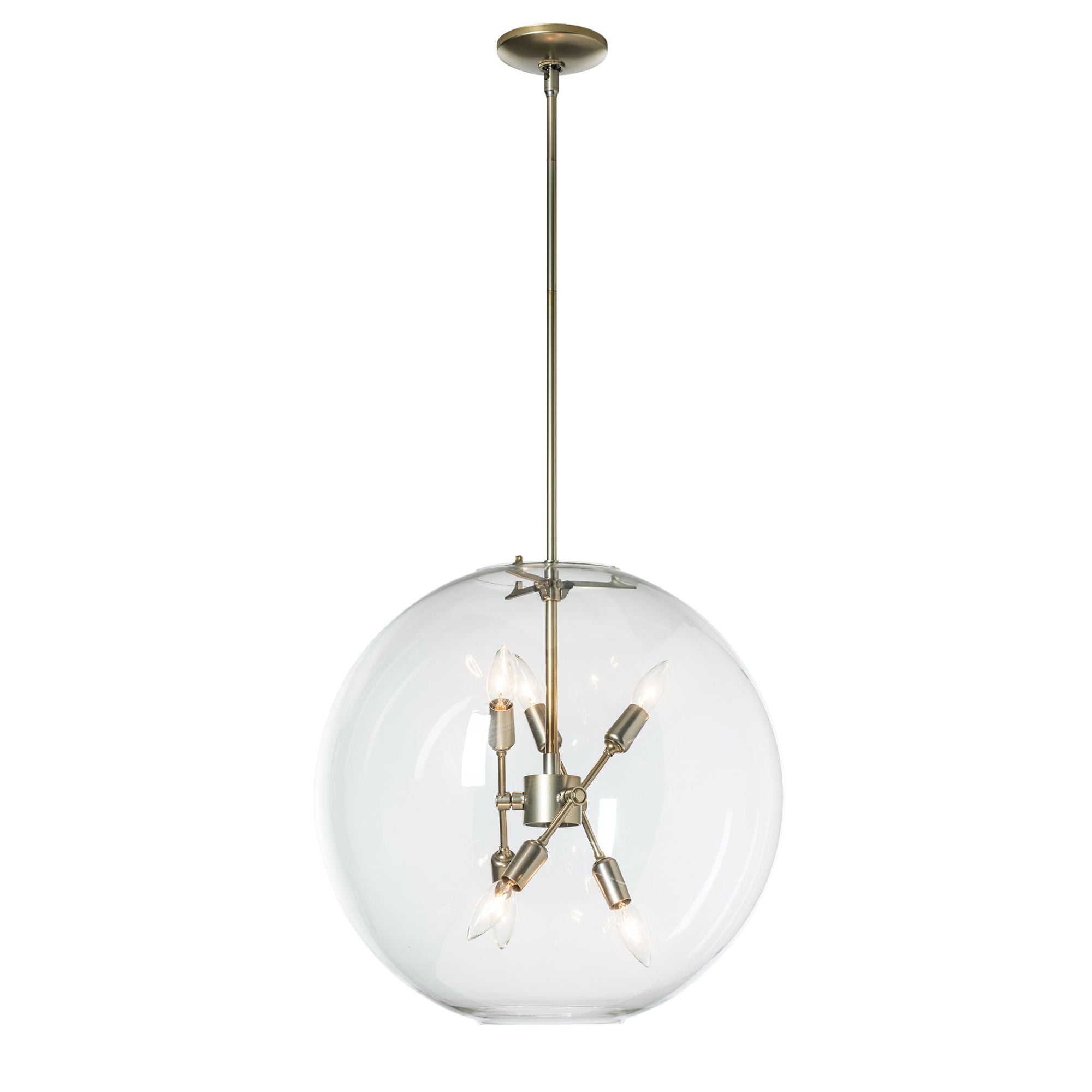 Sfera 6-Light Pendant 6-Light Clear Glass (ZM) in Modern Brass