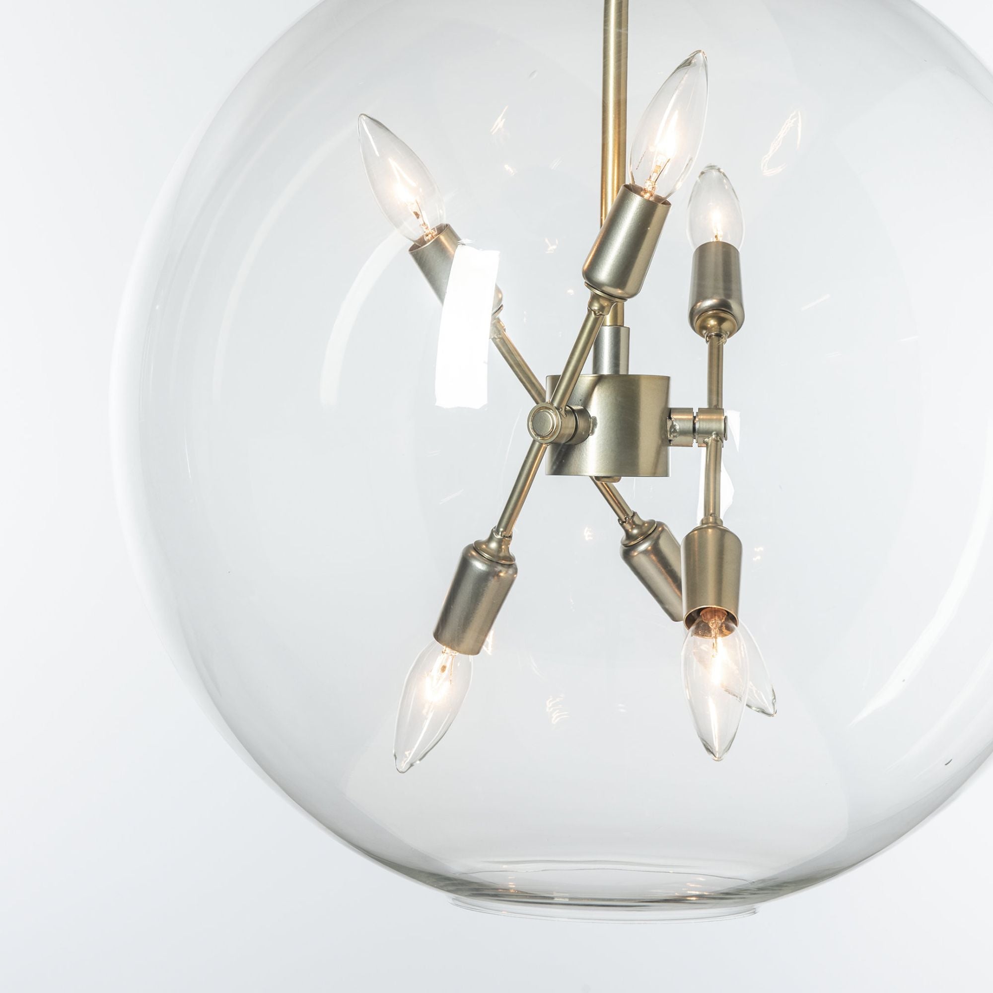 Sfera 6-Light Pendant 6-Light Clear Glass (ZM) in Modern Brass