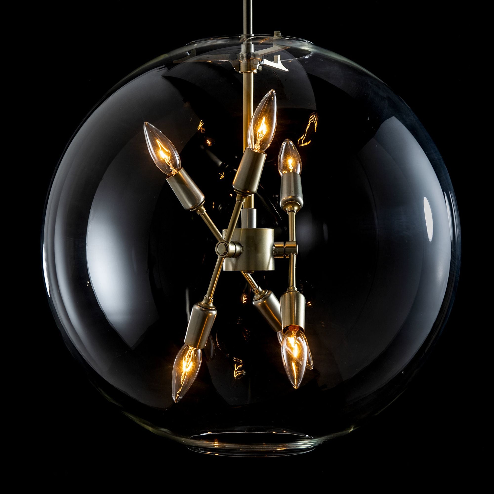 Sfera 6-Light Pendant 6-Light Clear Glass (ZM) in Modern Brass