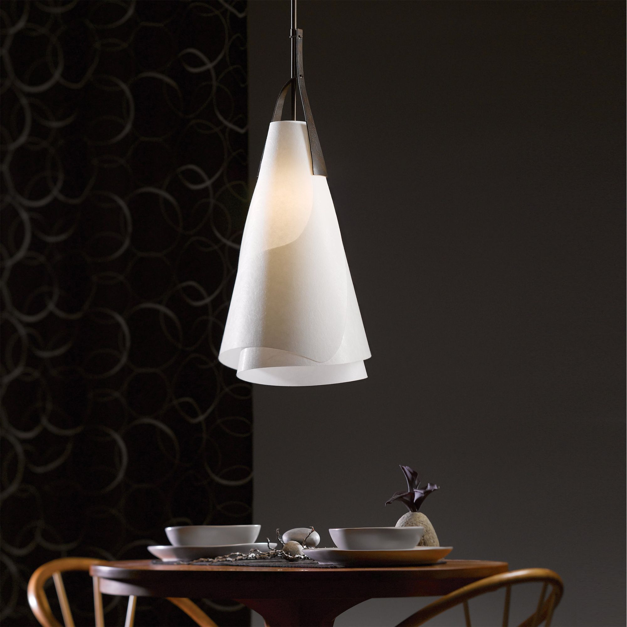 Mobius Tall Pendant 1-Light Spun Frost (SH) in Dark Smoke