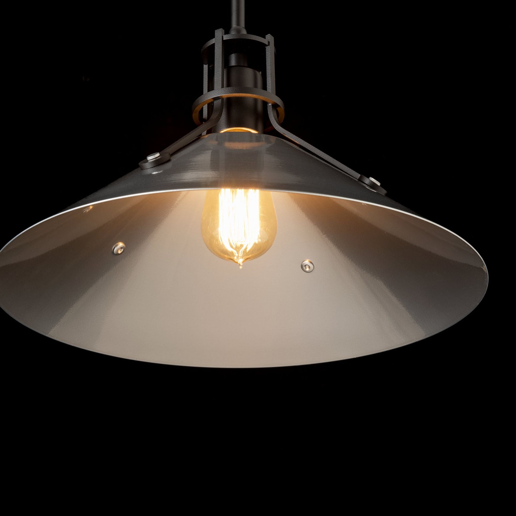 Henry Medium Steel Shade Pendant 1-Light Sterling Accent in Black