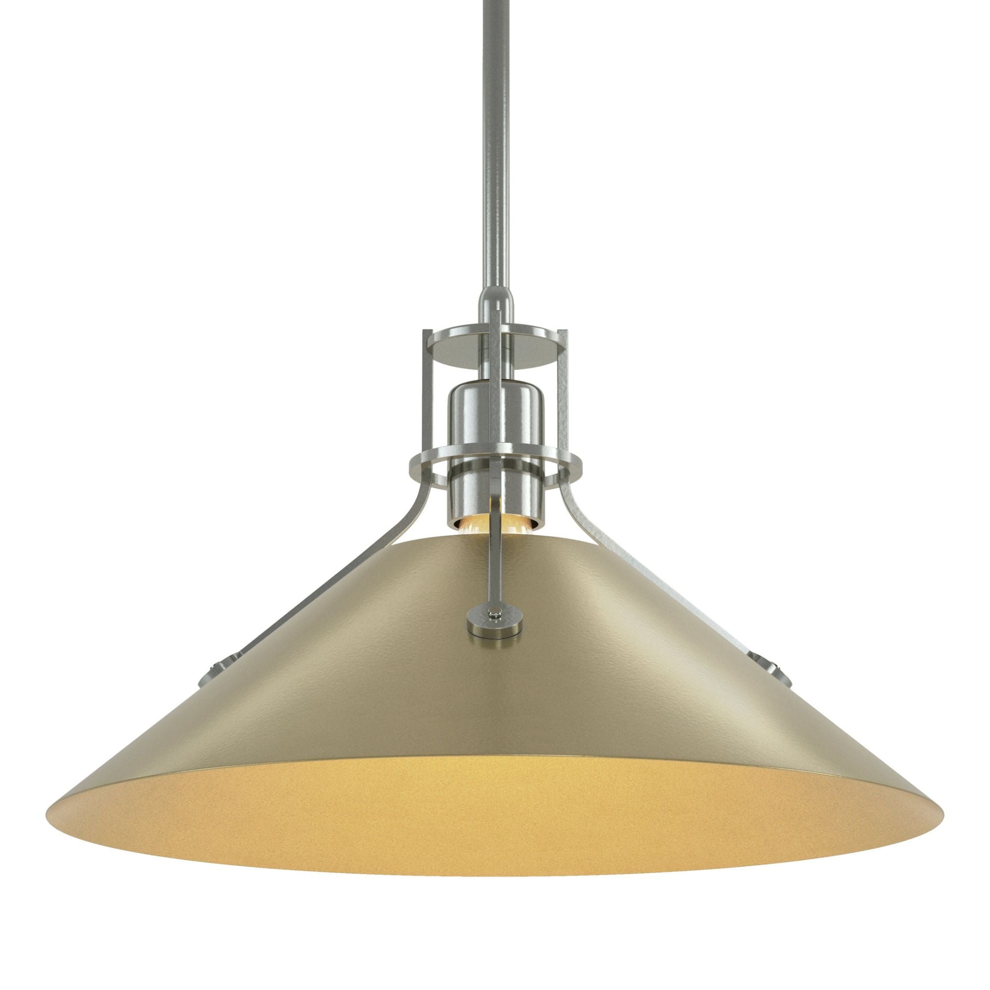 Henry Medium Steel Shade Pendant 1-Light Modern Brass Accent in Sterling
