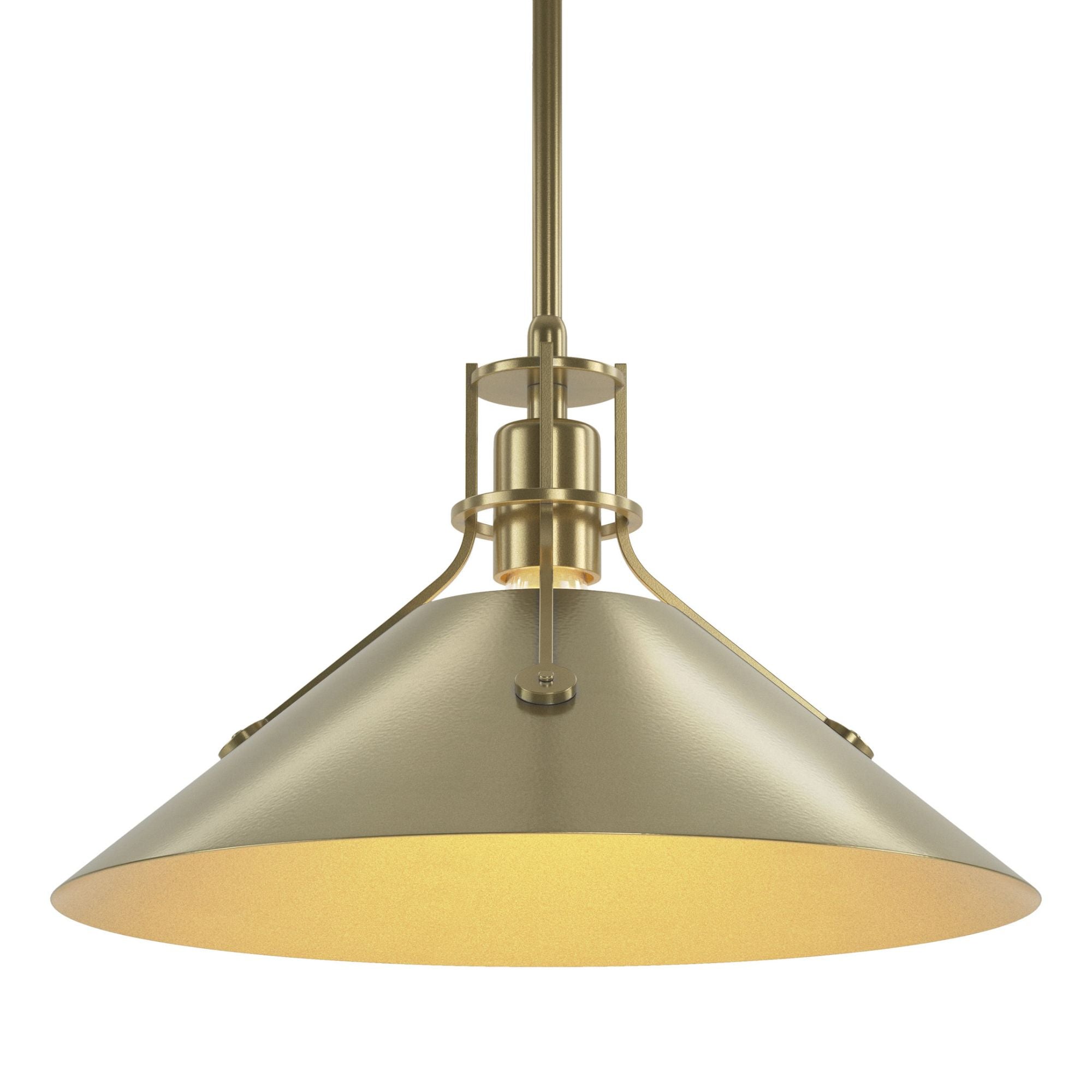 Henry Medium Steel Shade Pendant 1-Light Modern Brass Accent in Modern Brass