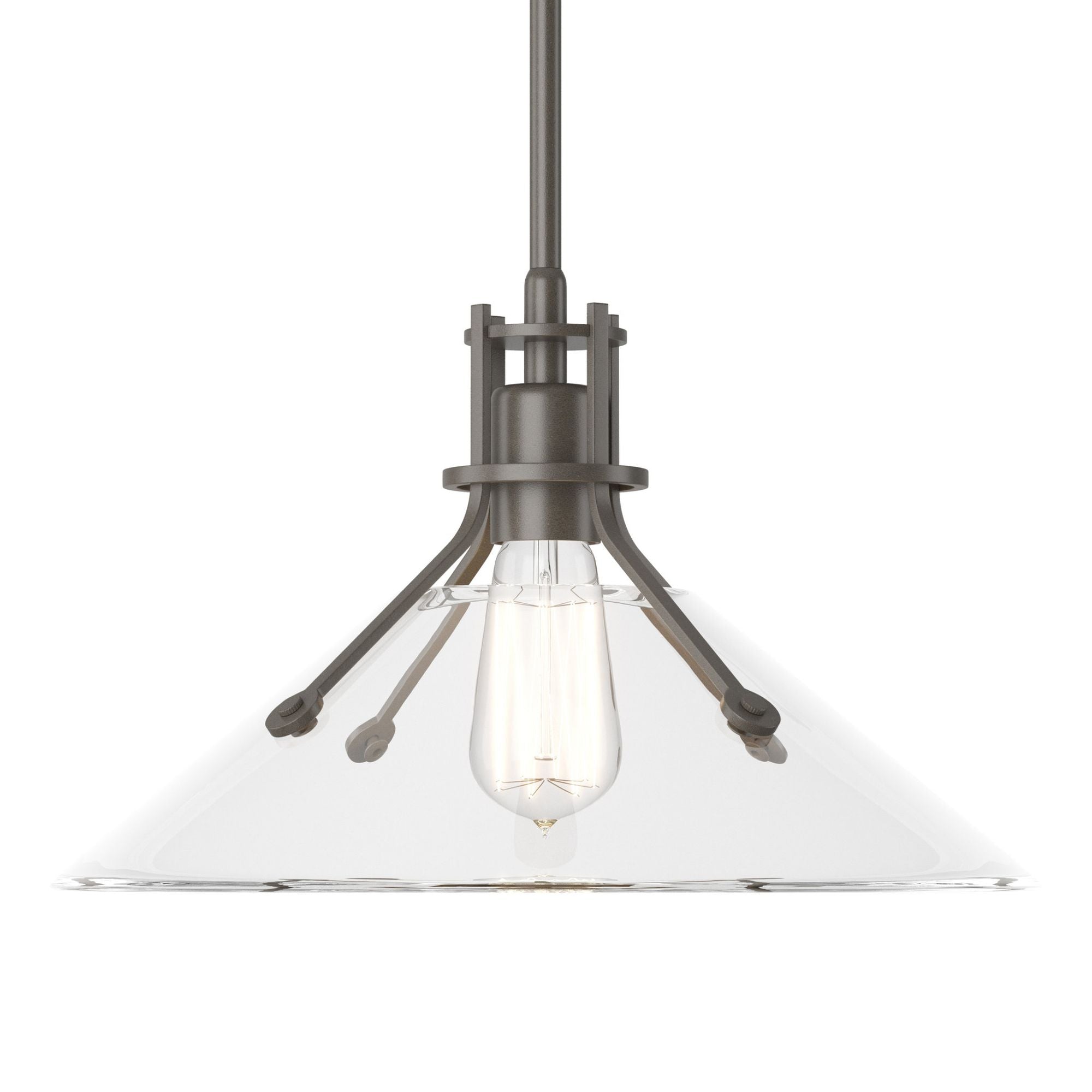 Henry Medium Clear Glass Shade Pendant 1-Light Clear Glass (ZM) in Dark Smoke