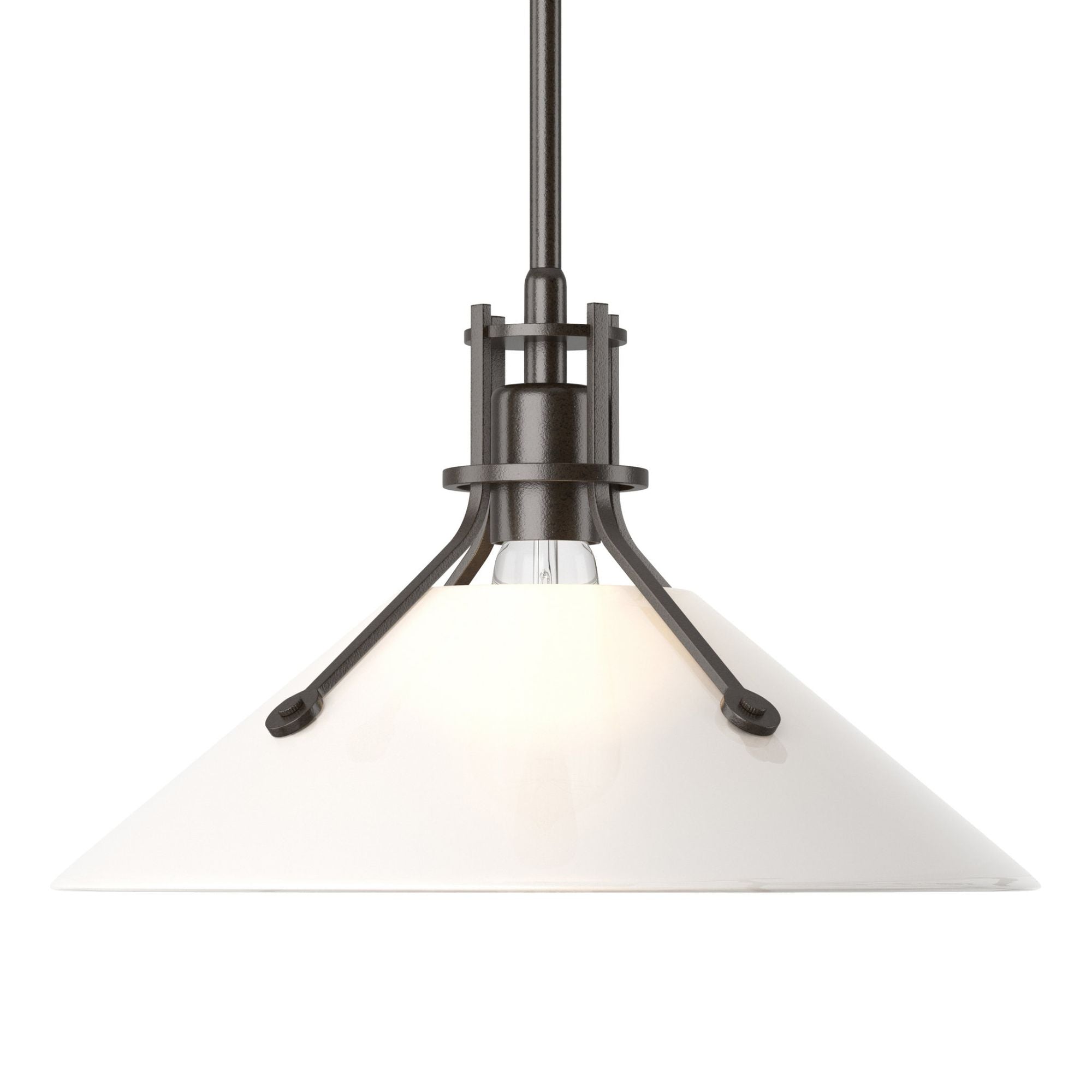 Henry Medium Frosted Glass Shade Pendant 1-Light Frosted Glass (FD) in Oil Rubbed Bronze