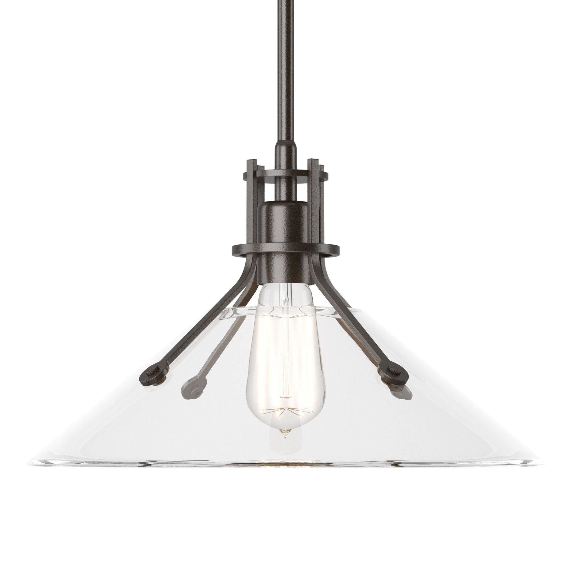 Henry Medium Clear Glass Shade Pendant 1-Light Clear Glass (ZM) in Oil Rubbed Bronze