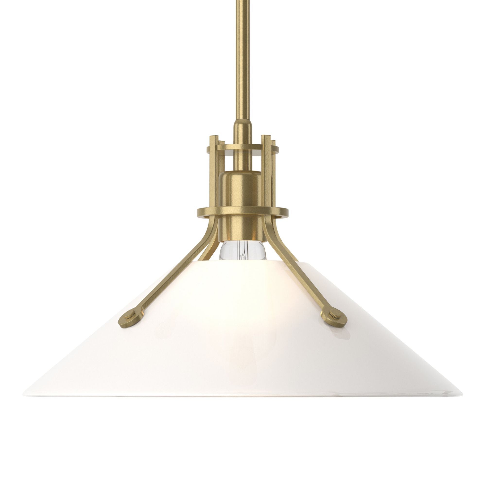 Henry Medium Frosted Glass Shade Pendant 1-Light Frosted Glass (FD) in Modern Brass