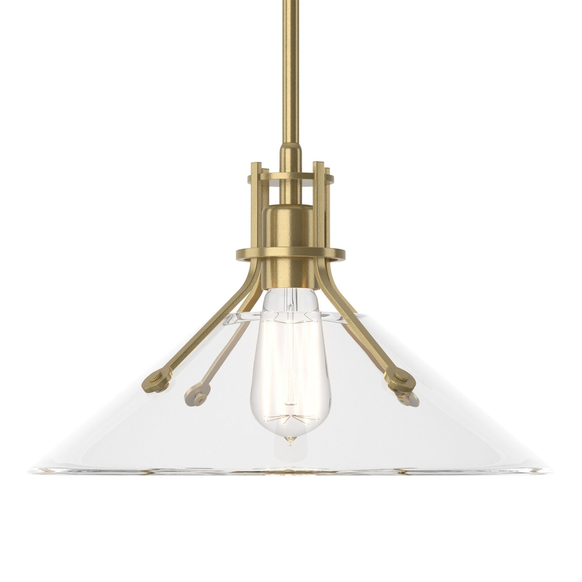 Henry Medium Clear Glass Shade Pendant 1-Light Clear Glass (ZM) in Modern Brass