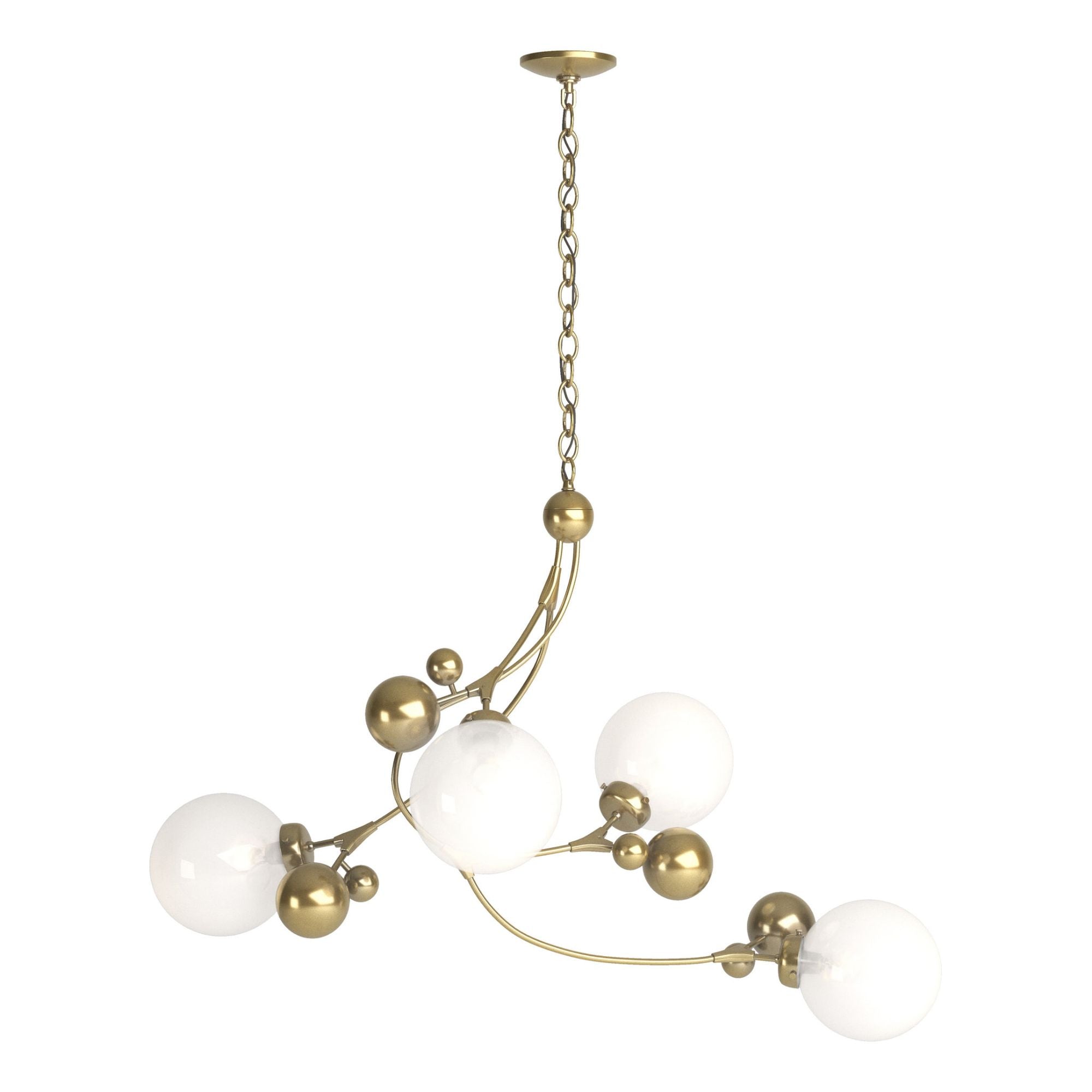 Sprig Pendant 4-Light Opaline Glass (WF) in Modern Brass