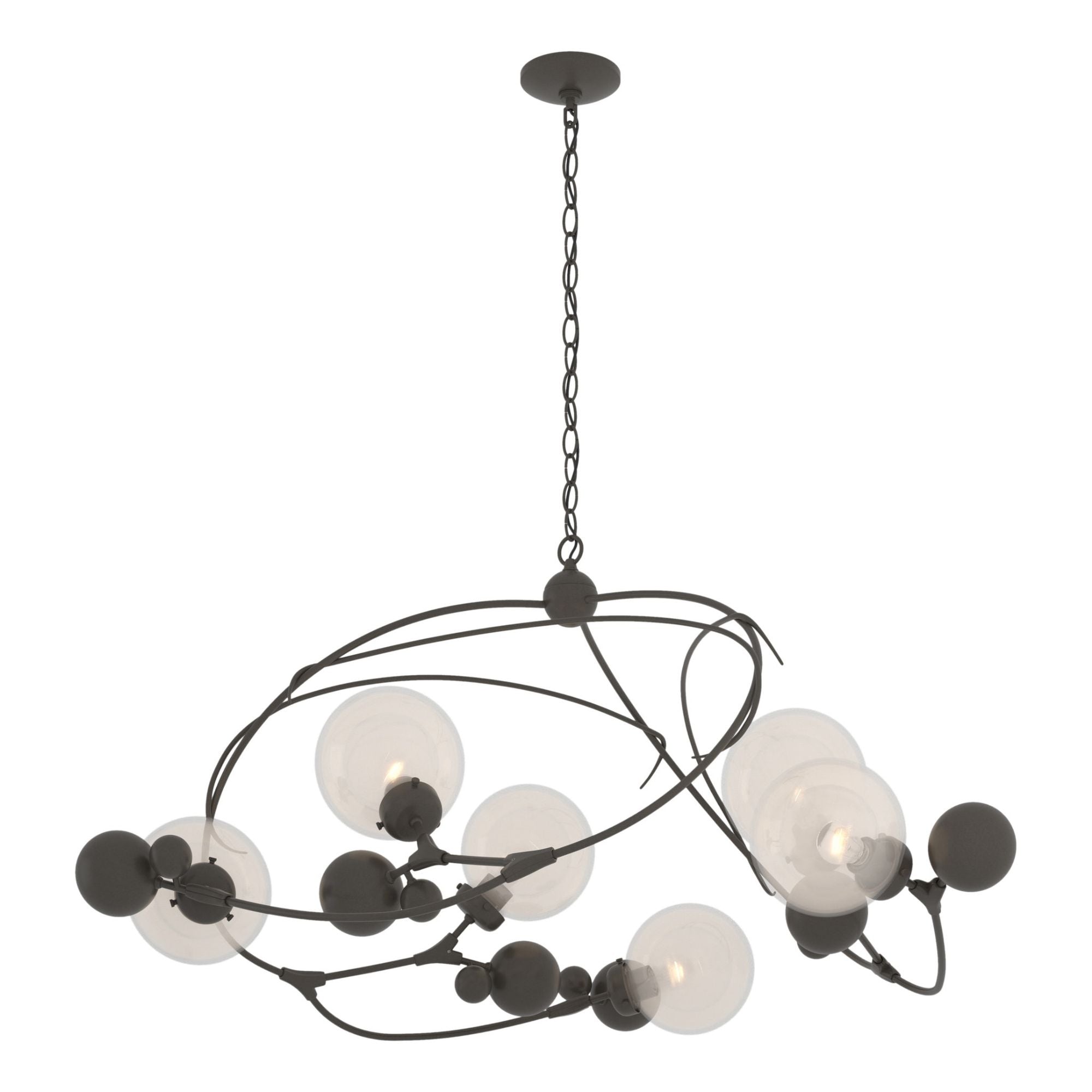 Sprig Circular Pendant 6-Light Opaline Glass (WF) in Dark Smoke