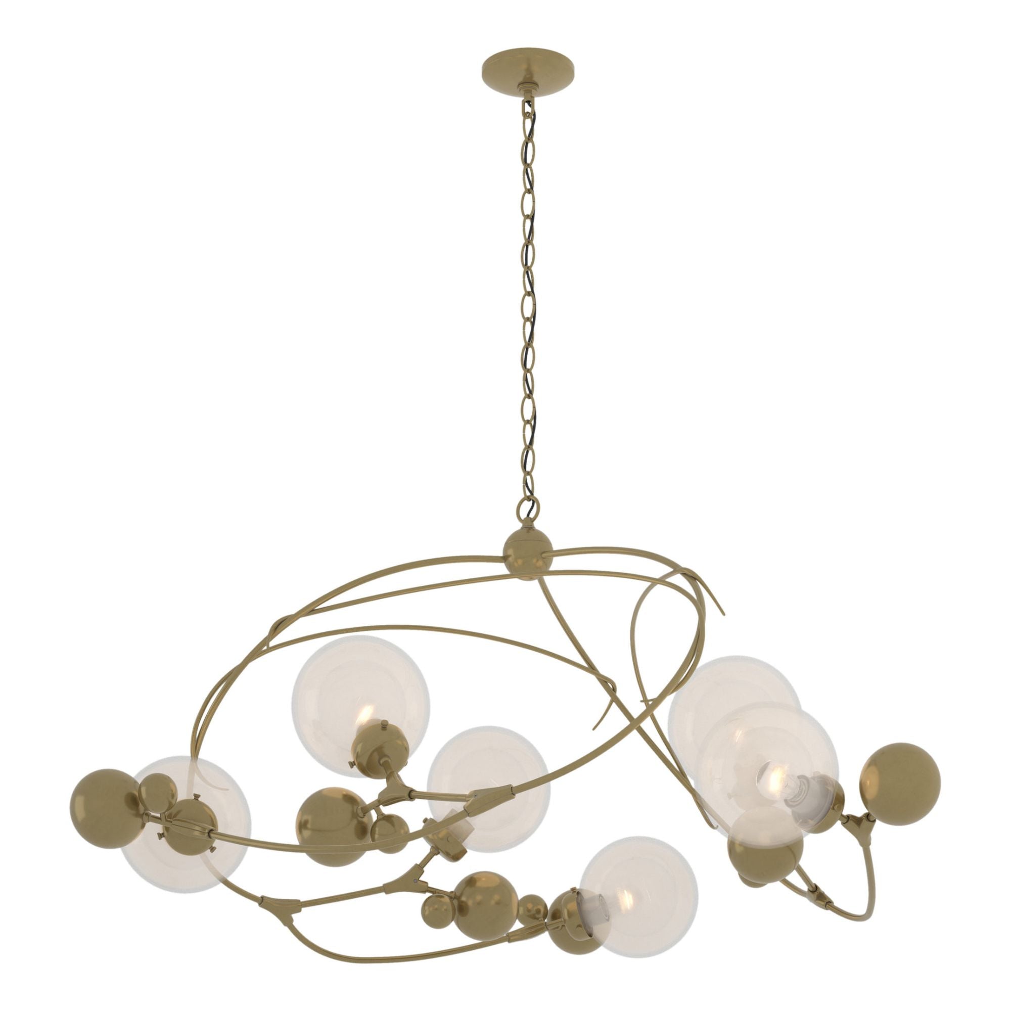 Sprig Circular Pendant 6-Light Opaline Glass (WF) in Modern Brass