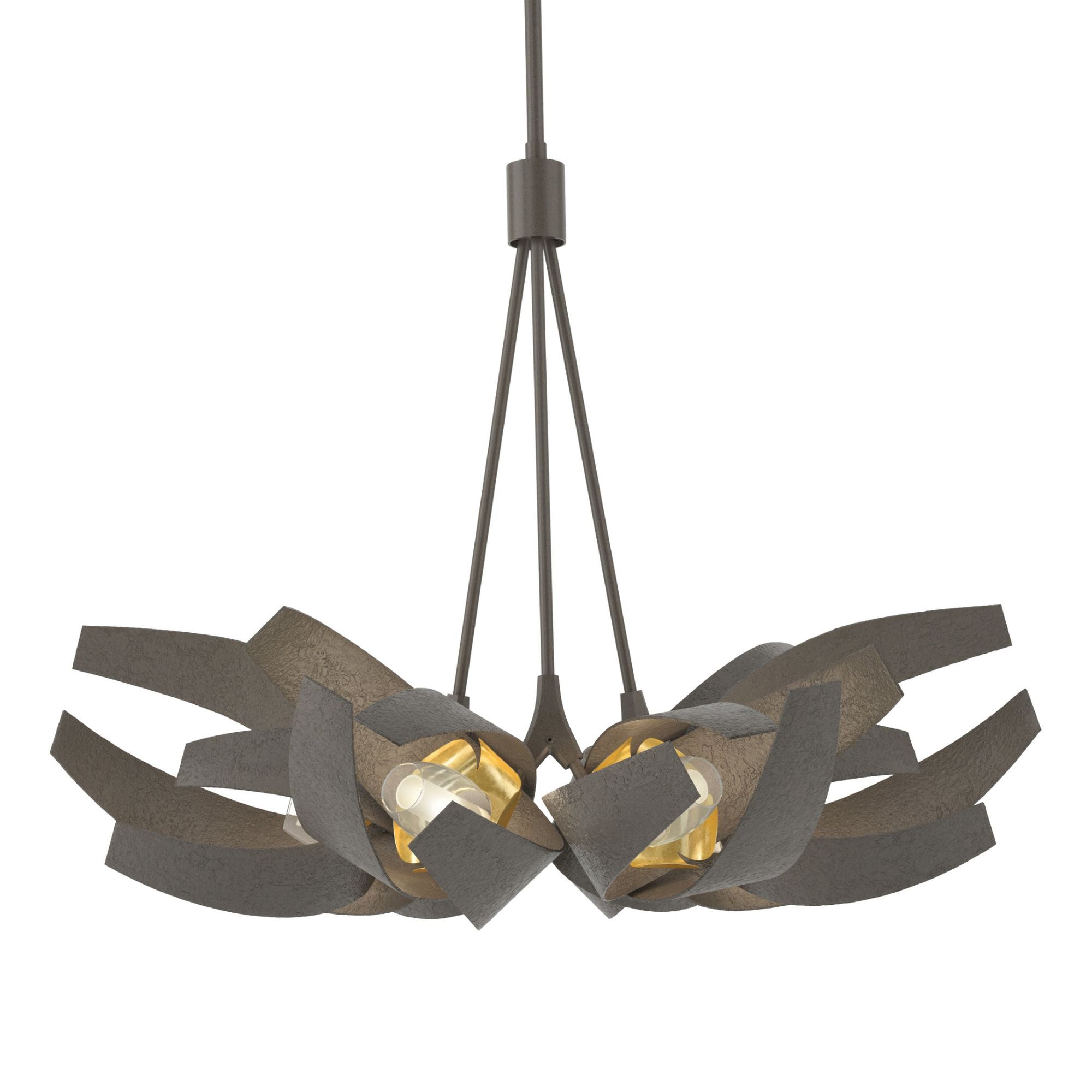 Corona Brass Accent Pendant 6-Light Brass Clear Glass with Frosted Diffuser (YE) in Dark Smoke