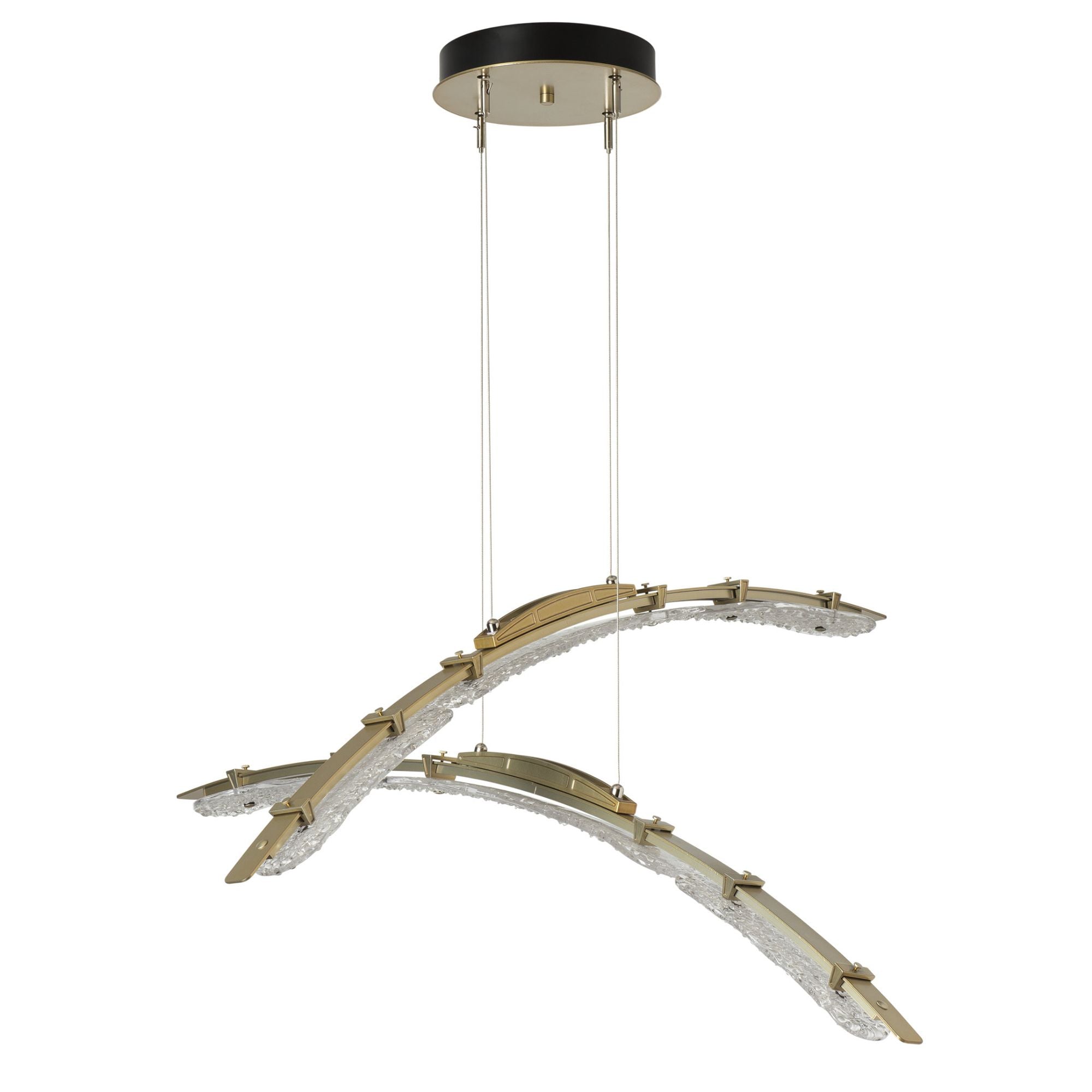 Glissade Double Large LED Pendant LED Clear Glass (ZM) in Modern Brass