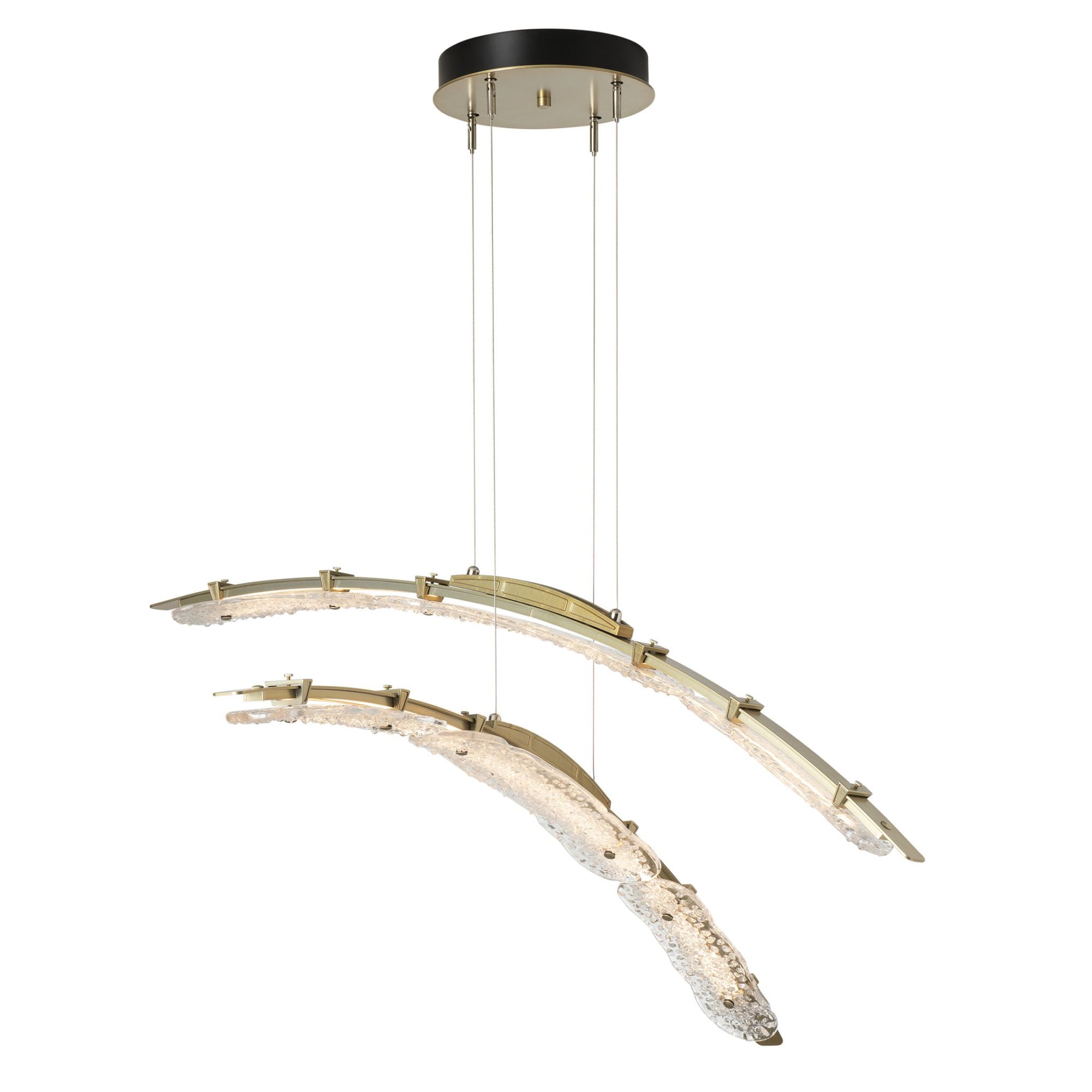 Glissade Double Large LED Pendant LED Clear Glass (ZM) in Modern Brass