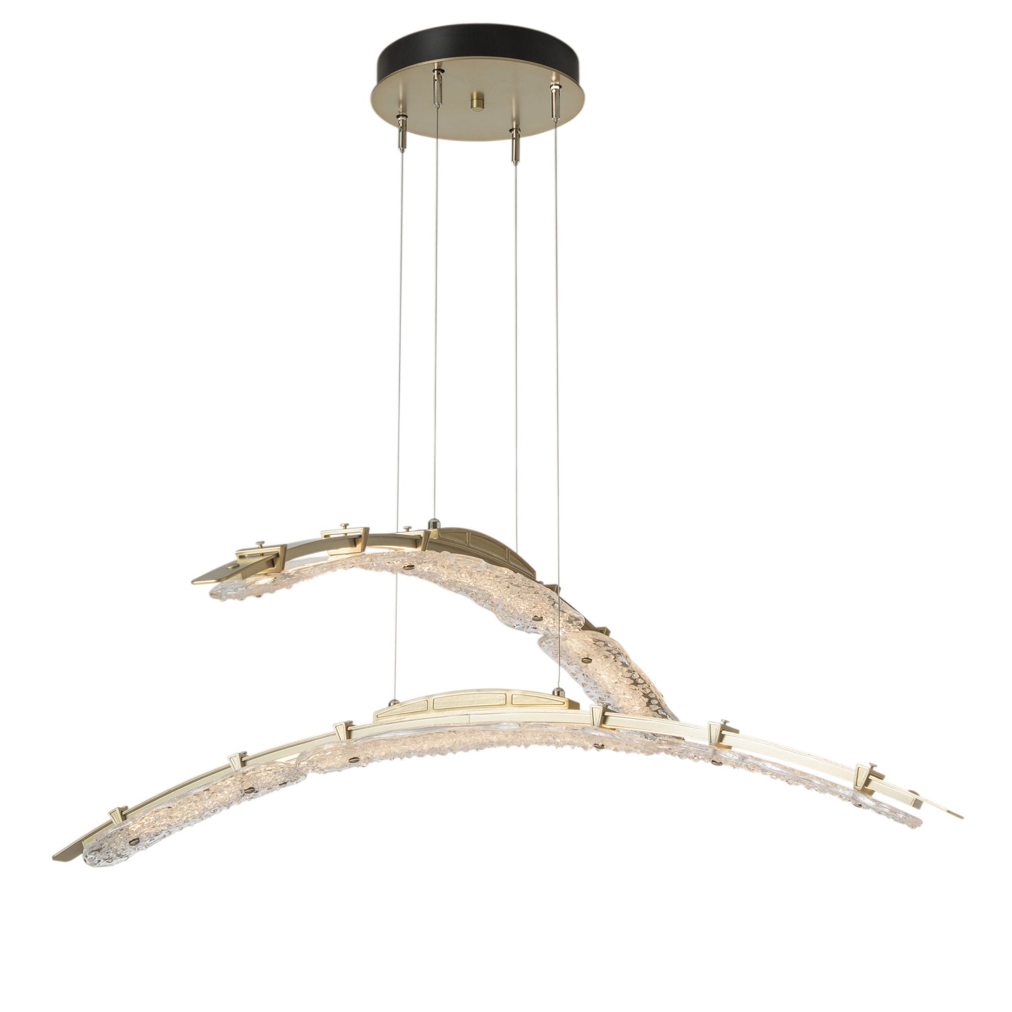 Glissade Double Large LED Pendant LED Clear Glass (ZM) in Modern Brass