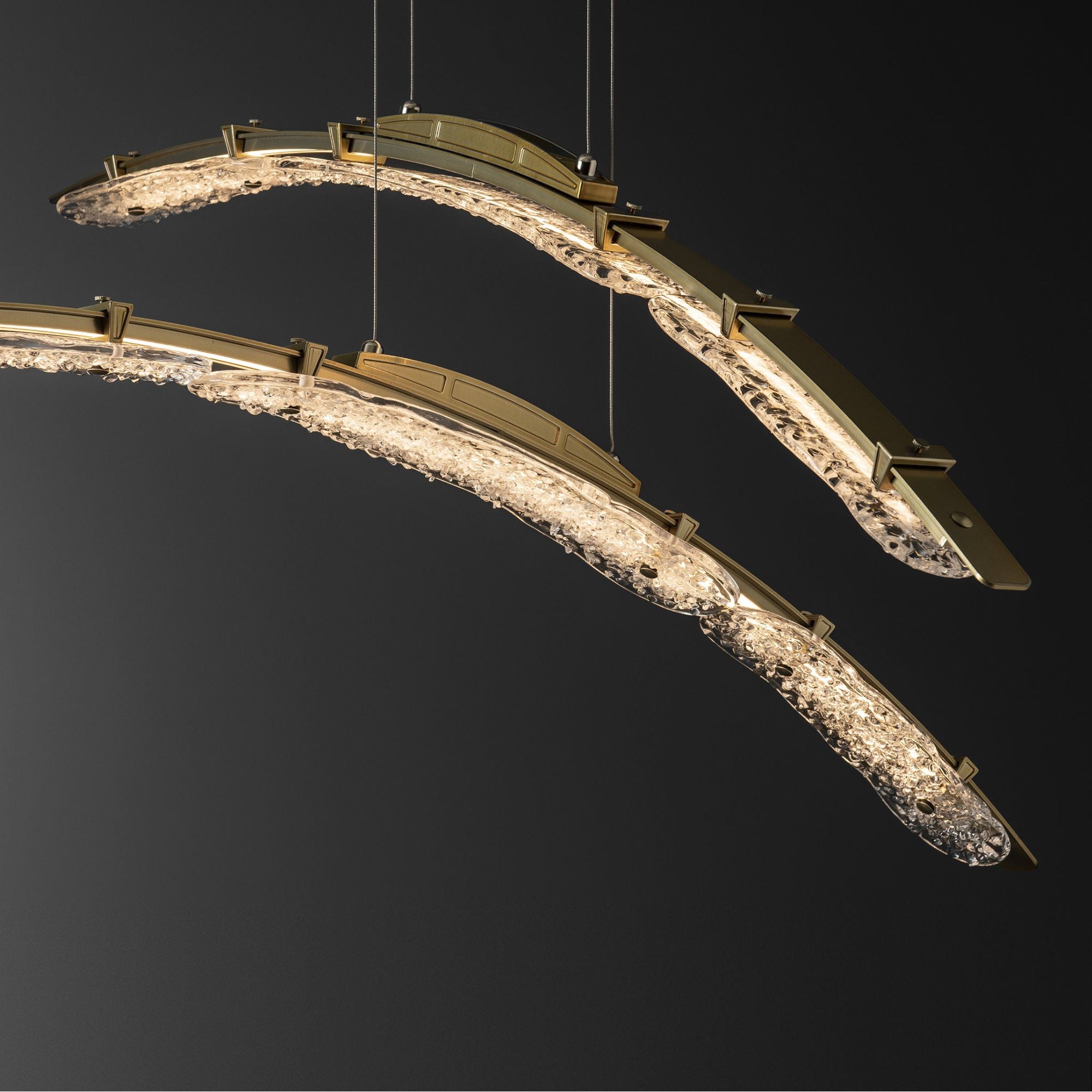 Glissade Double Large LED Pendant LED Clear Glass (ZM) in Modern Brass