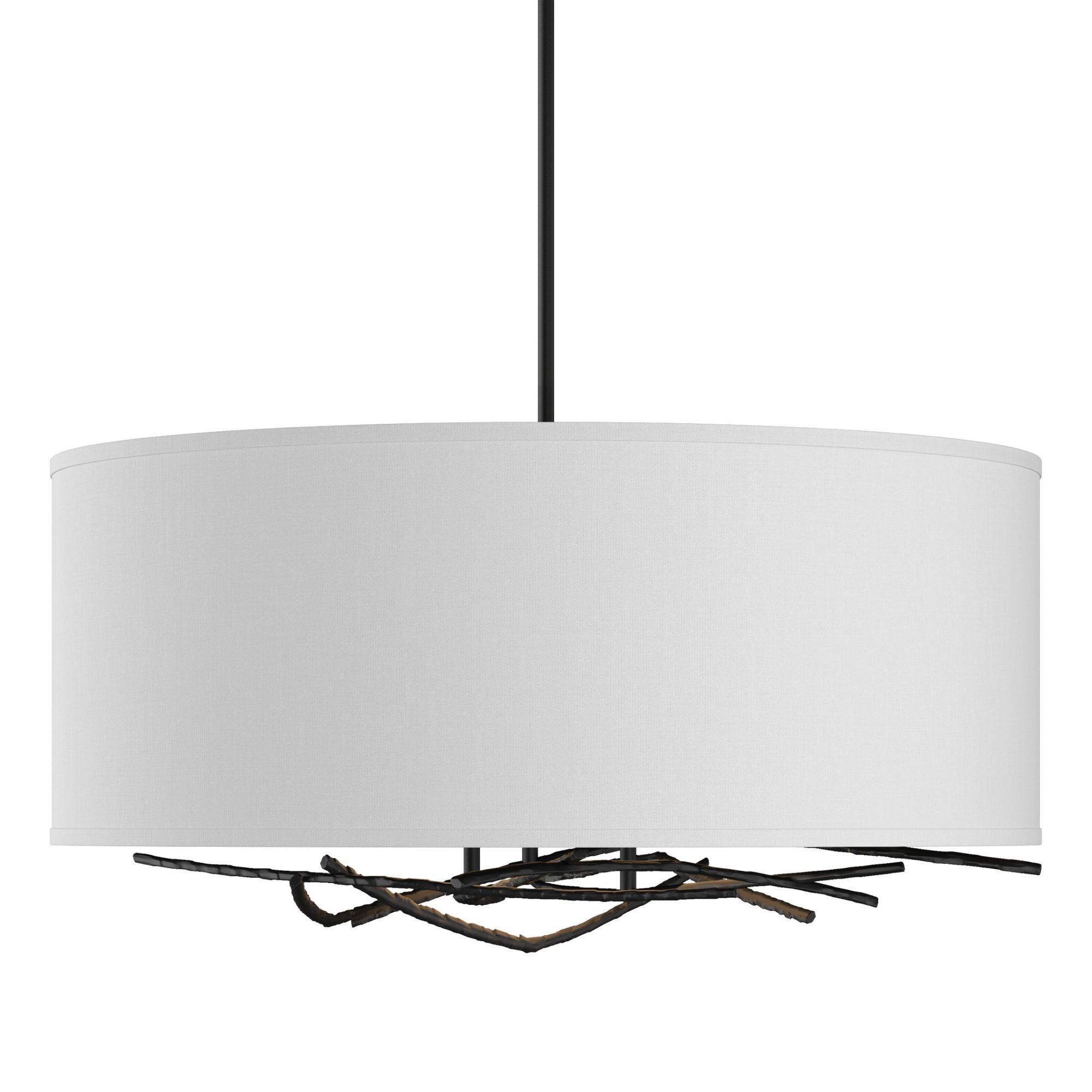 Brindille Drum Shade Pendant 3-Light Natural Anna Shade (SF) in Black