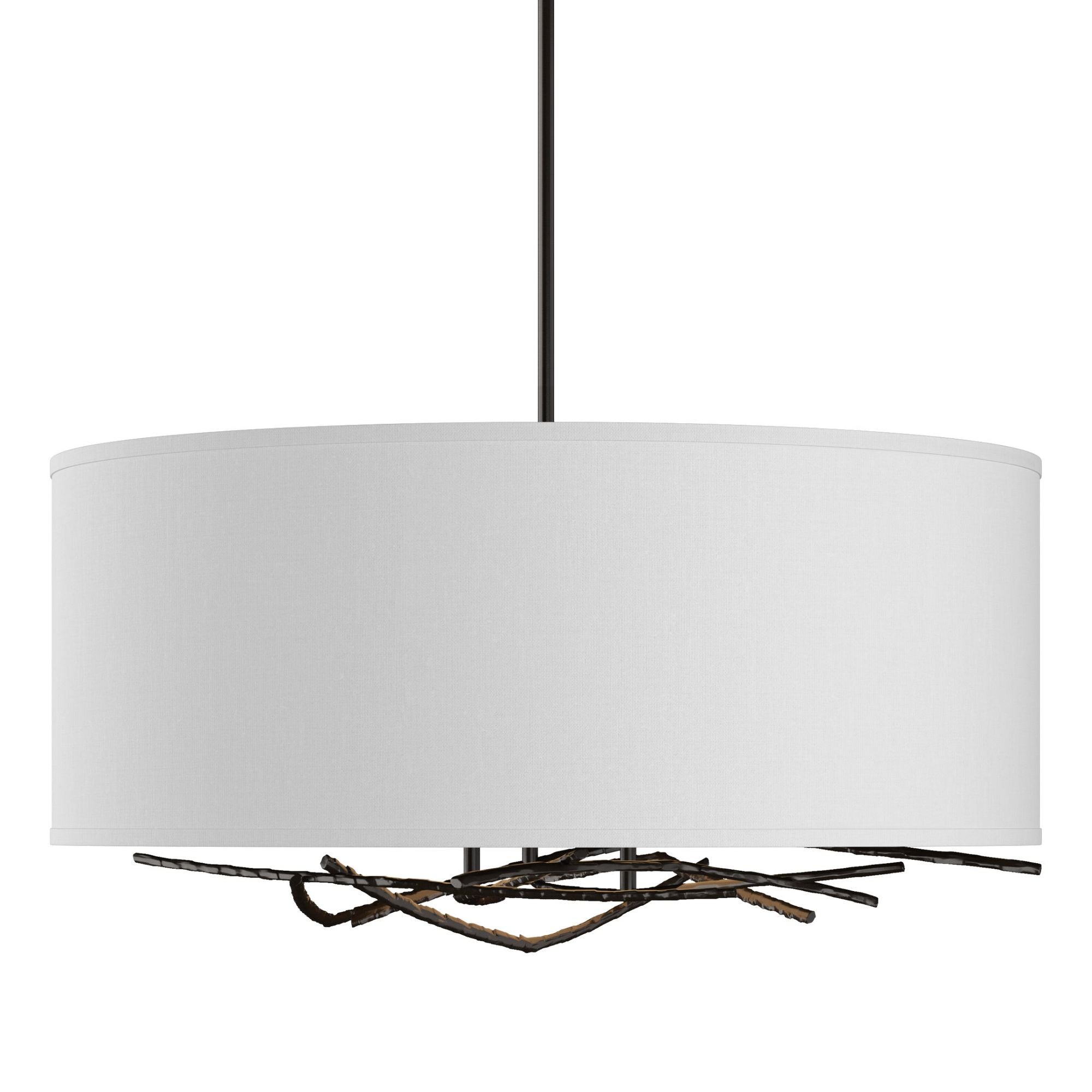 Brindille Drum Shade Pendant 3-Light Natural Anna Shade (SF) in Oil Rubbed Bronze