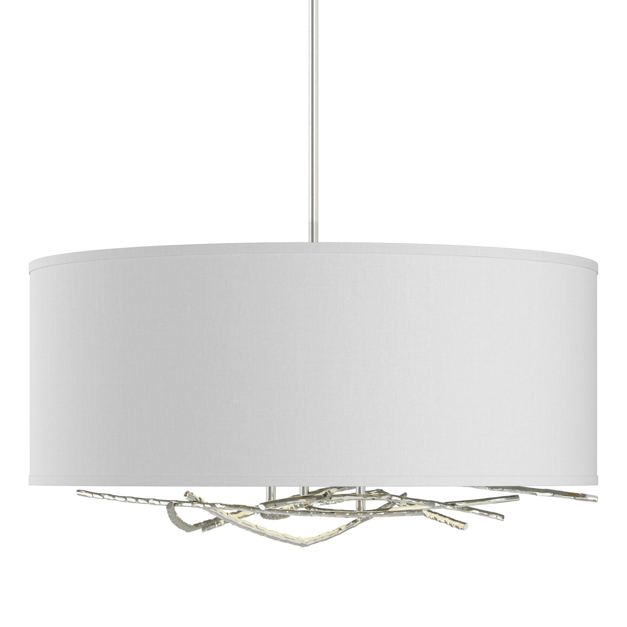 Brindille Drum Shade Pendant 3-Light Natural Anna Shade (SF) in Sterling