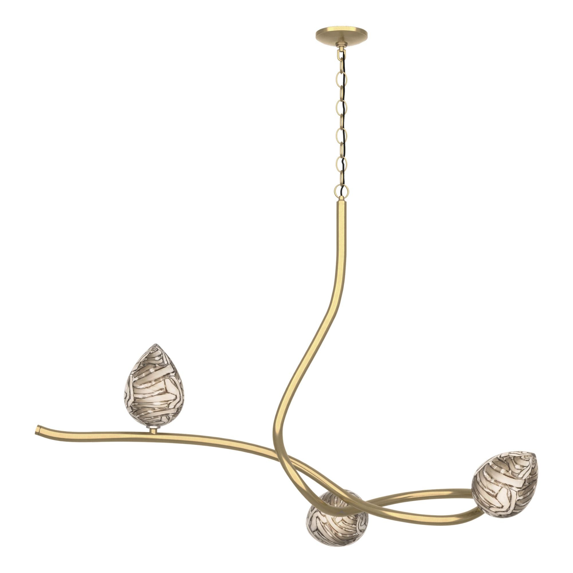 Floret Pendant 3-Light Floret Glass (CA) in Modern Brass