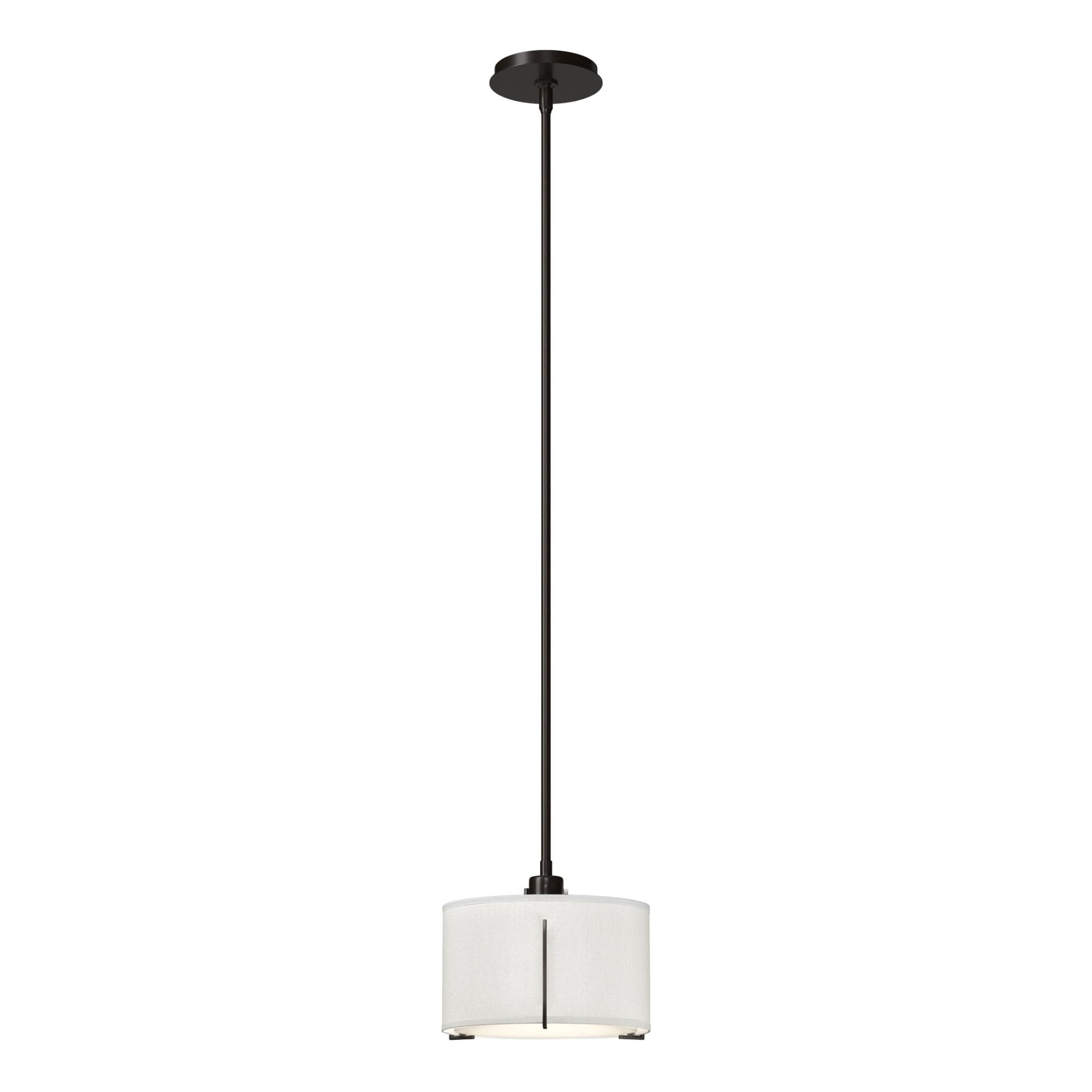 Exos Small Single Shade Pendant 1-Light Natural Anna Shade (SF) in Oil Rubbed Bronze