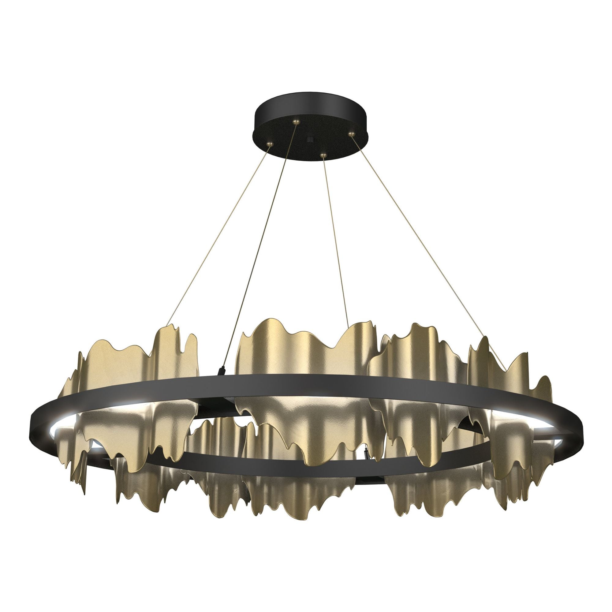 Hildene Circular LED Pendant Modern Brass Accent LED in Black