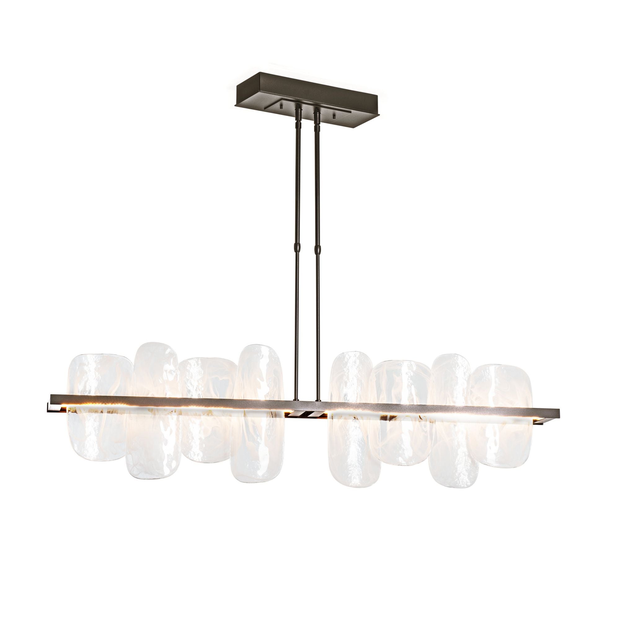 Vitre Large Linear LED Pendant LED White Swirl Glass (YR) in Oil Rubbed Bronze