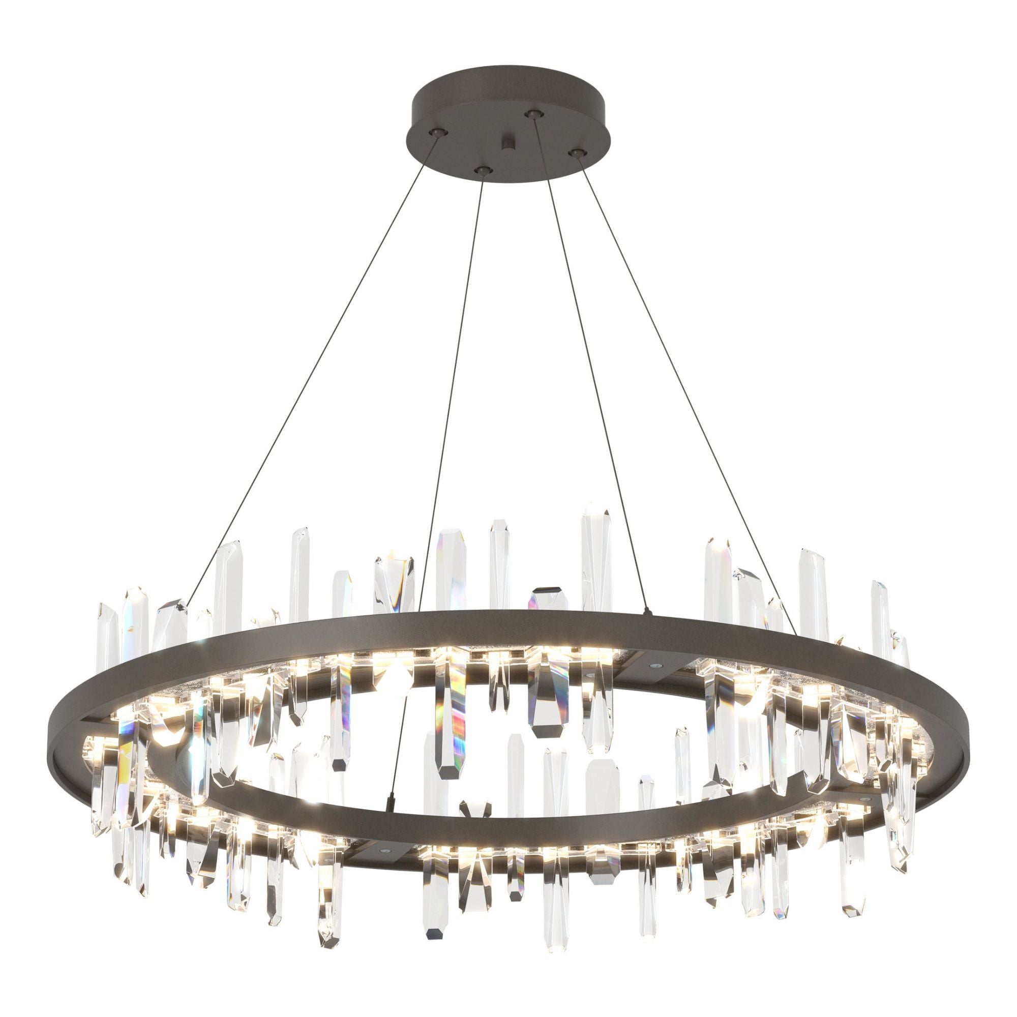 Solitude Circular LED Pendant Crystal LED in Dark Smoke
