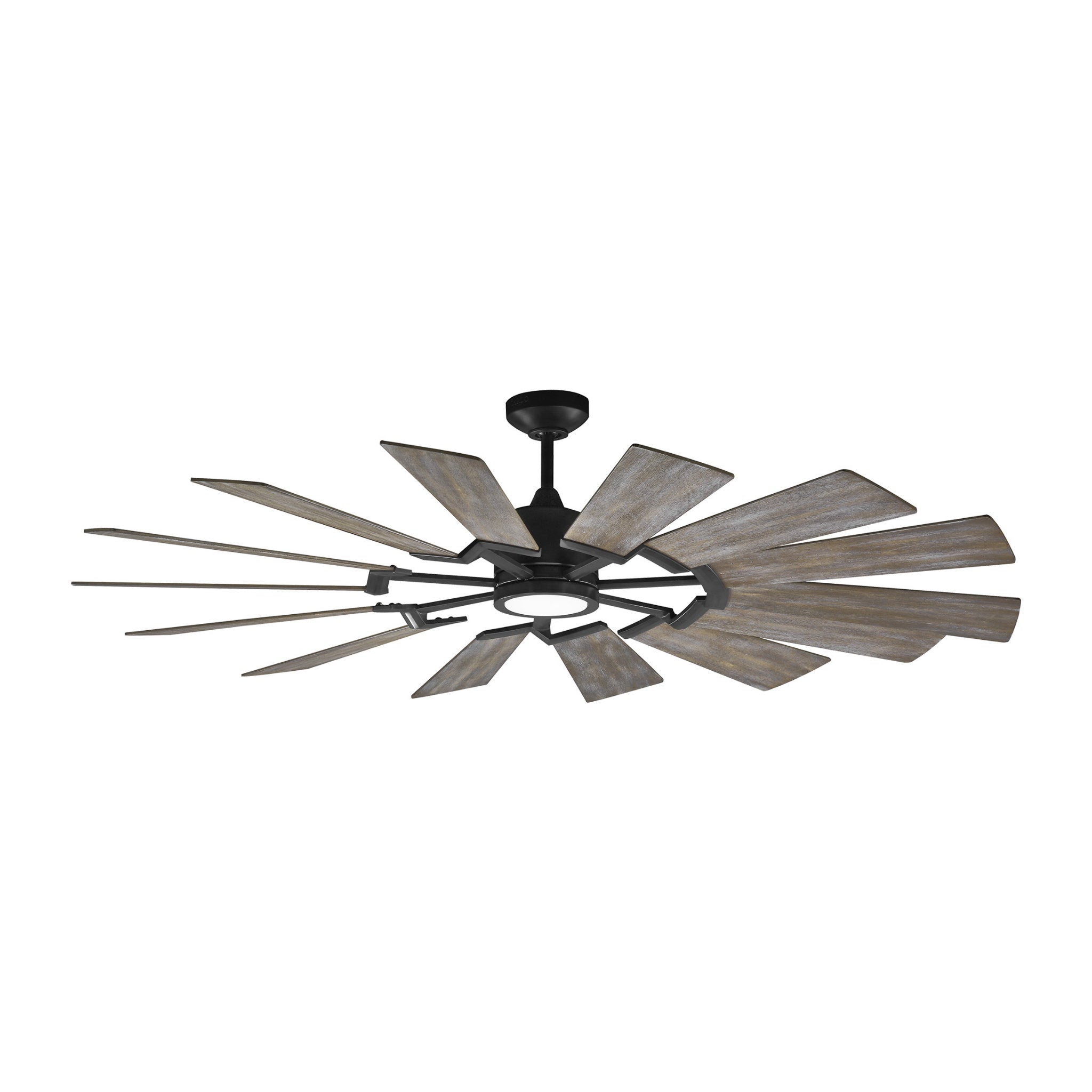 Prairie 62" LED Ceiling Fan in Aged Pewter w/ Distressed Grey Weathered Oak Blade D:62'' H:14 3/32''